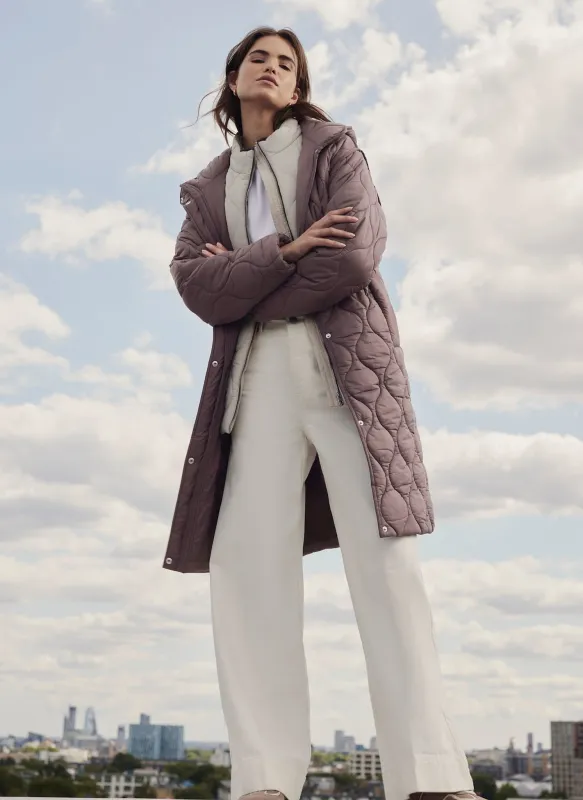 Brown Double Layer Quilted Coat sold by Mint Velvet