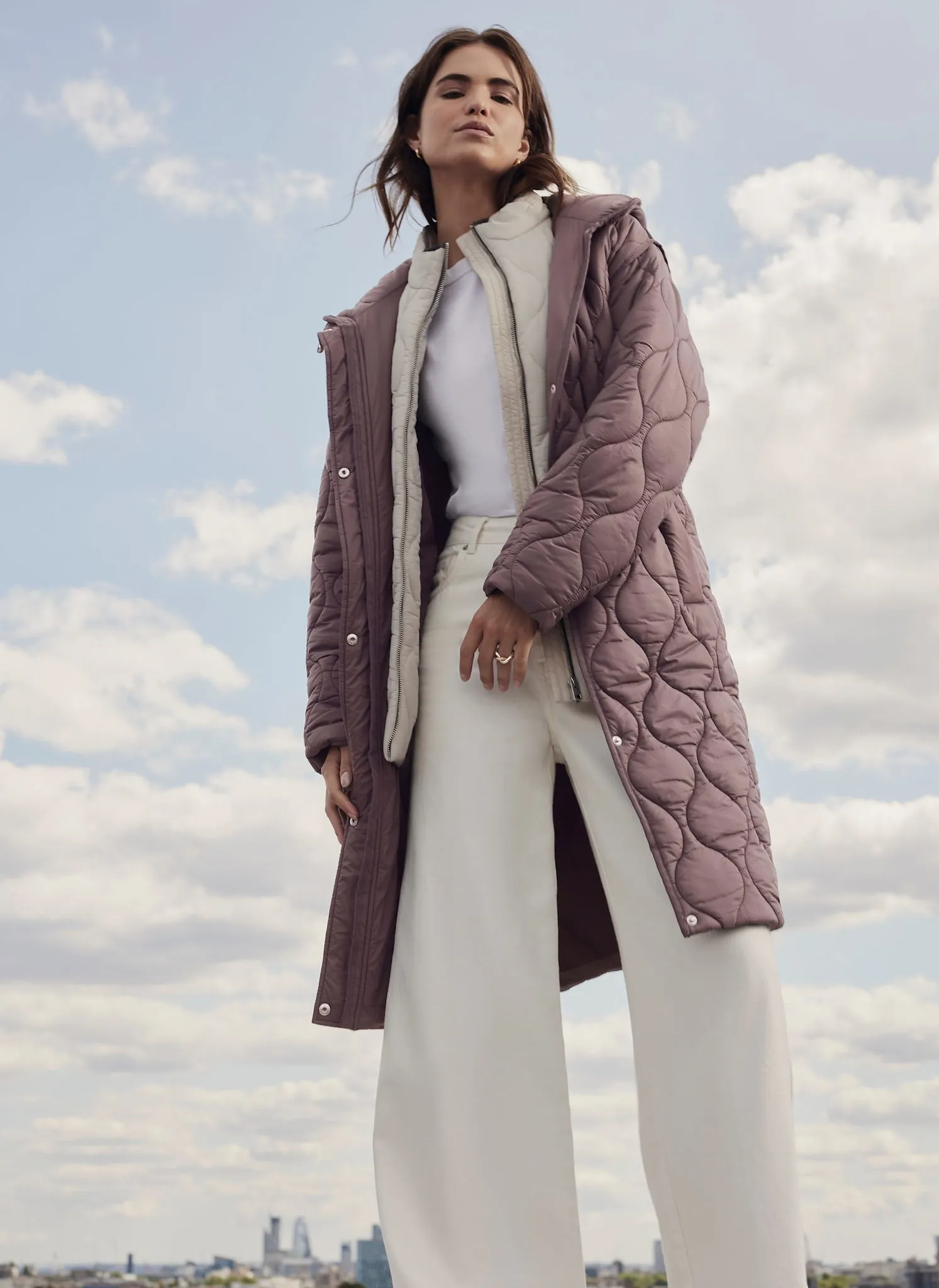 Brown Double Layer Quilted Coat sold by Mint Velvet product image thumbnail 3