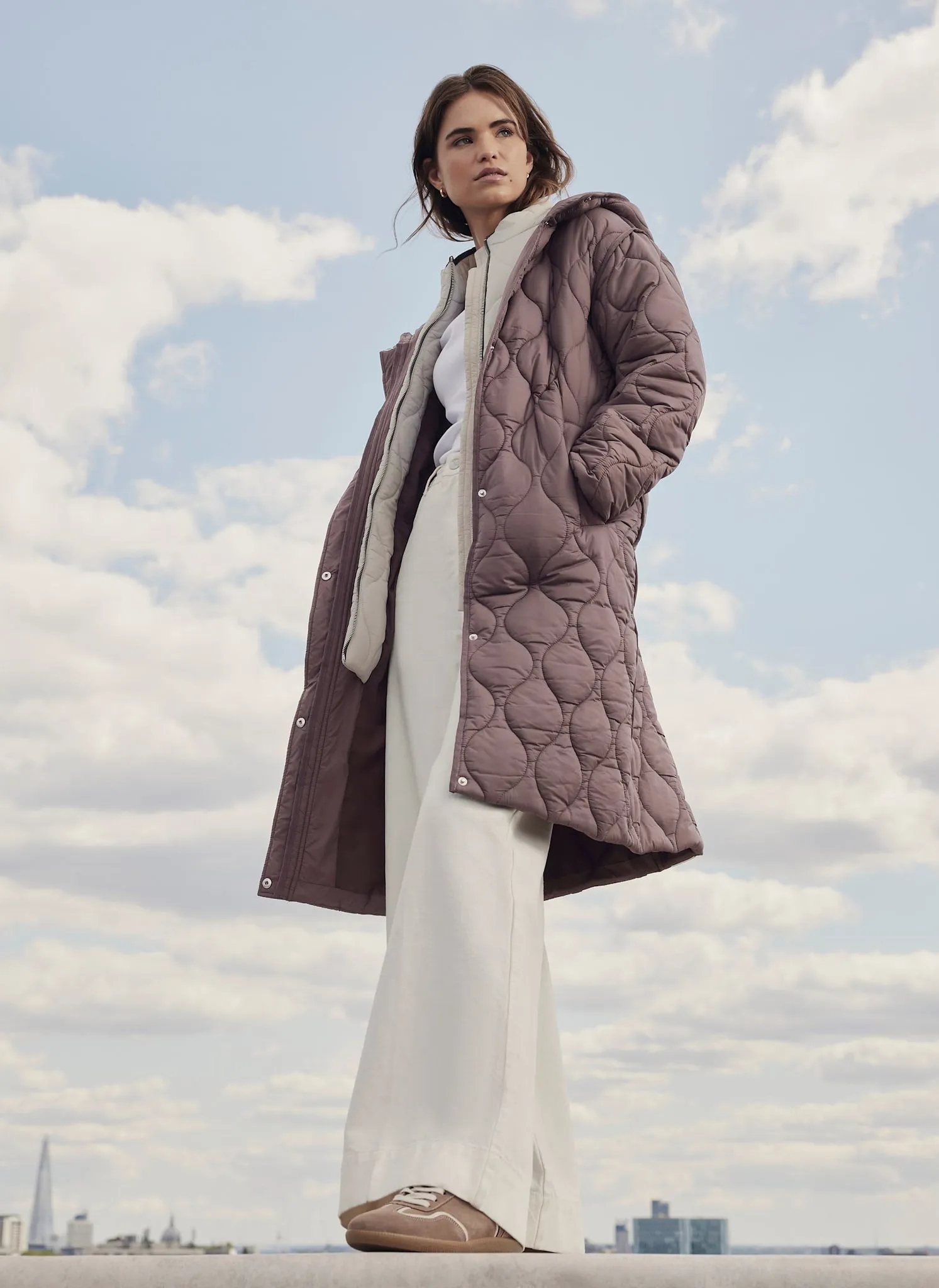 Brown Double Layer Quilted Coat sold by Mint Velvet product image thumbnail 4