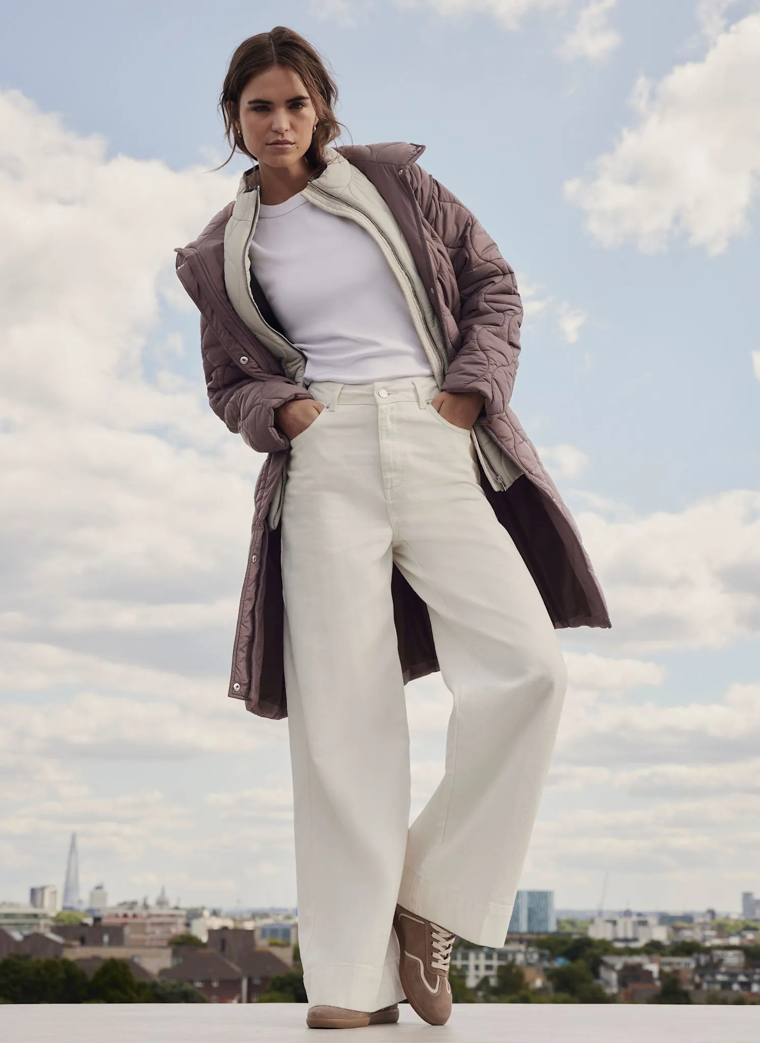 Brown Double Layer Quilted Coat sold by Mint Velvet product image thumbnail 2