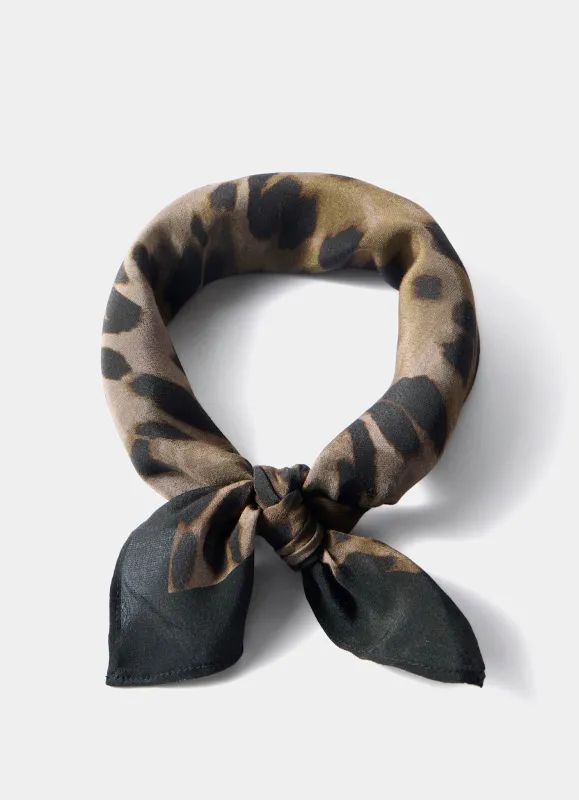Black Leopard Print Cotton Square Neck Scarf sold by Mint Velvet