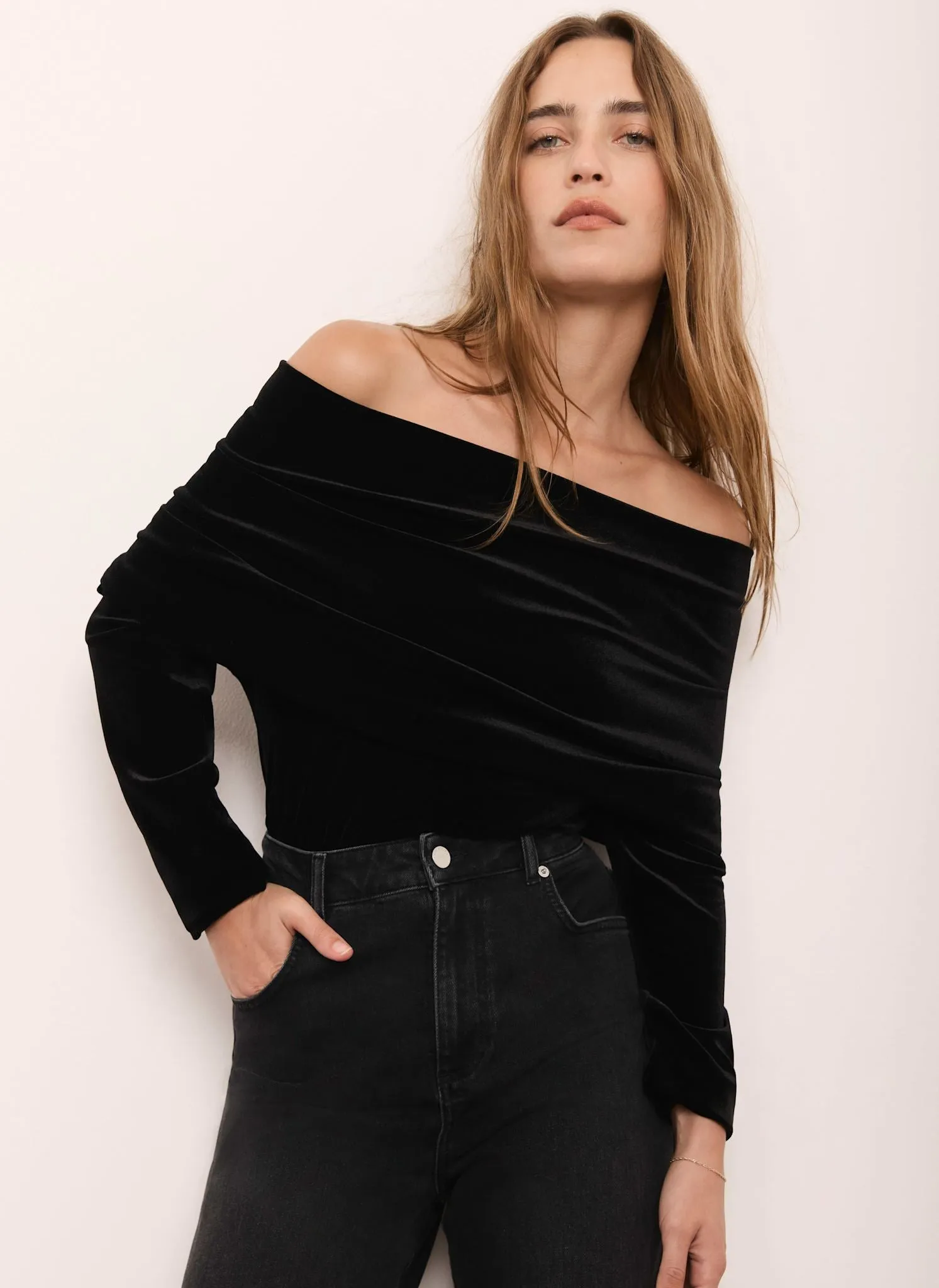 Black Velvet Bardot Top sold by Mint Velvet product image thumbnail 2