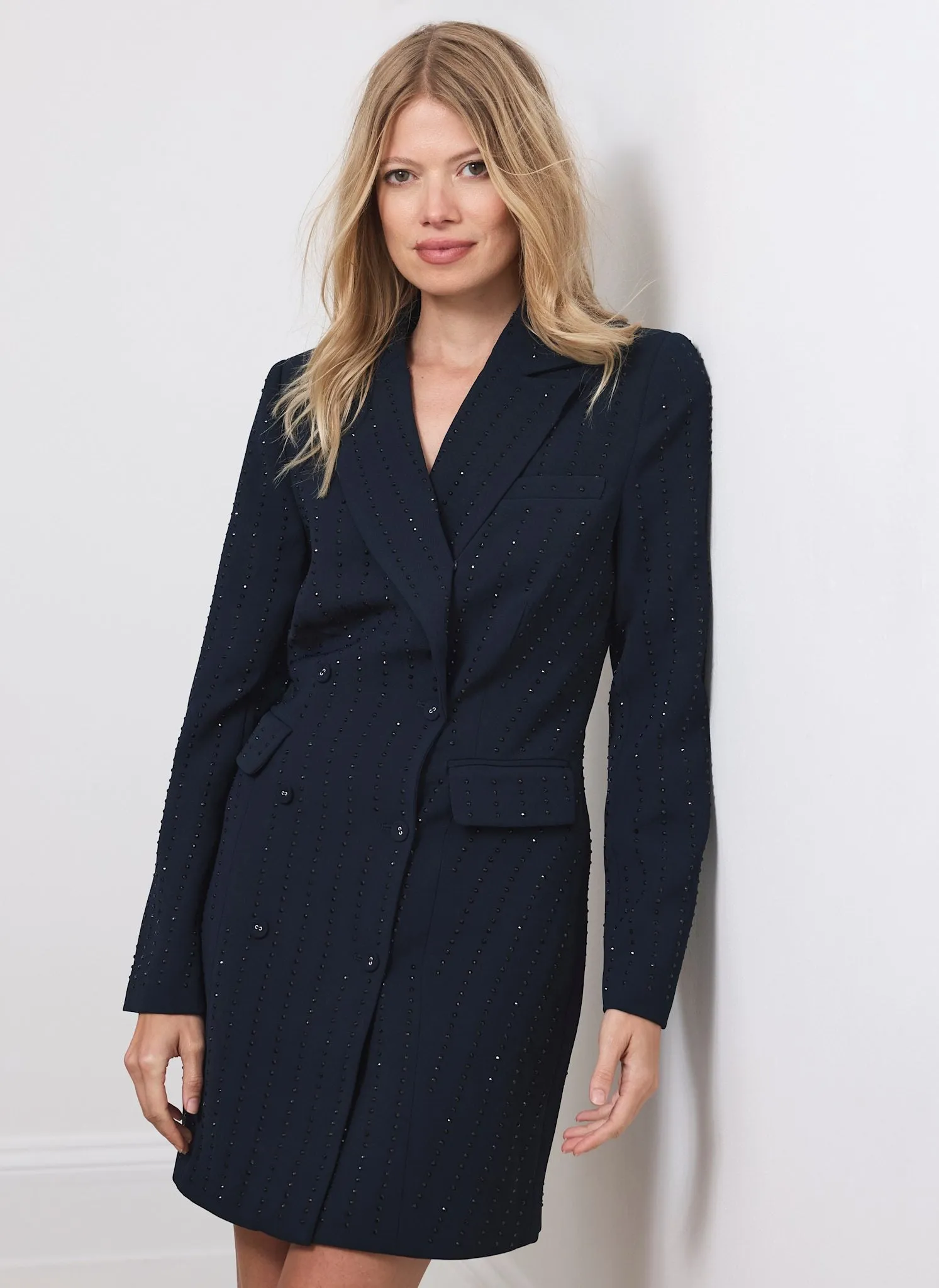Navy Embellished Blazer Mini Dress sold by Mint Velvet product image thumbnail 4