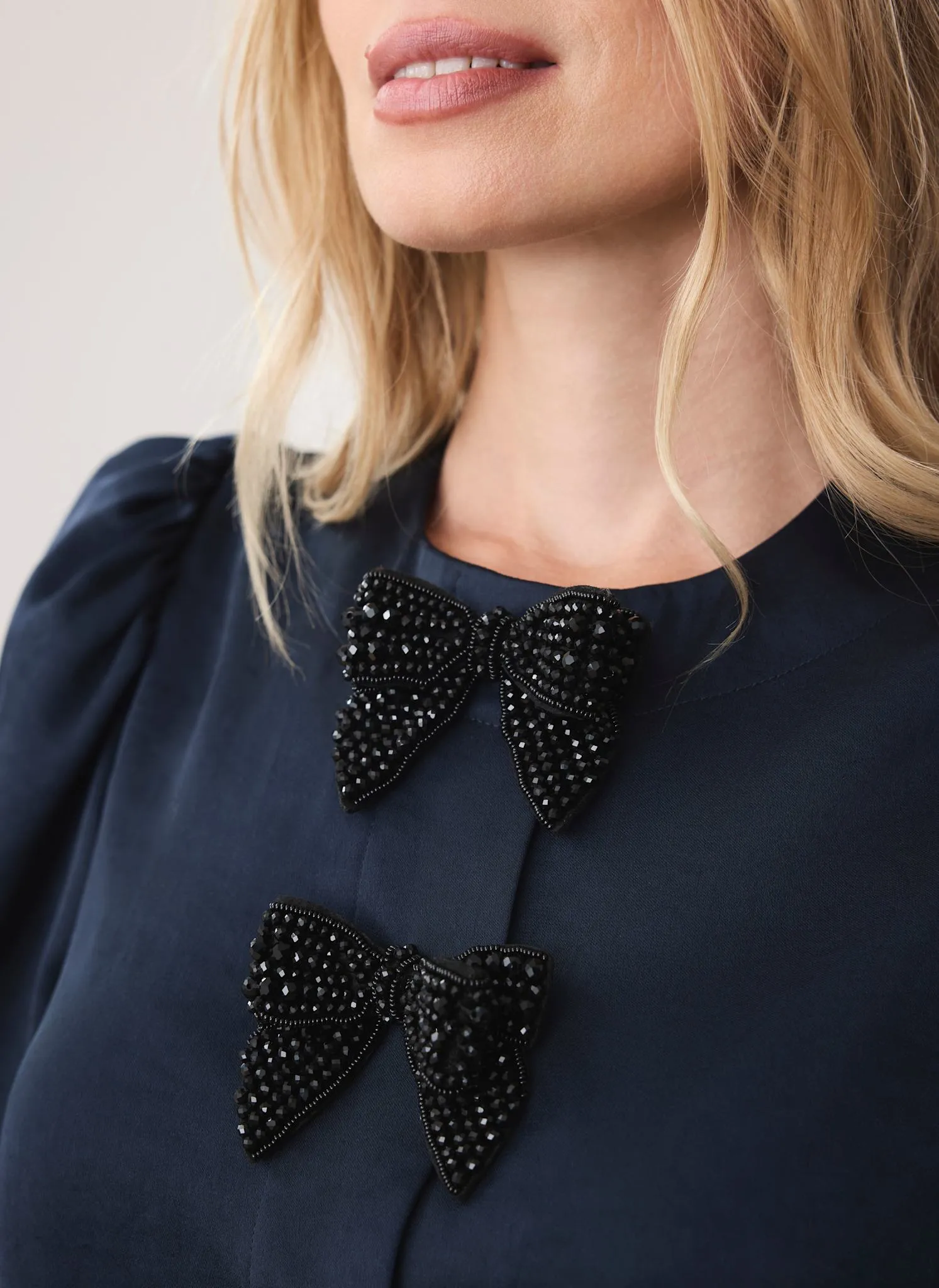 Navy Satin Bow Detail Top sold by Mint Velvet product image thumbnail 4