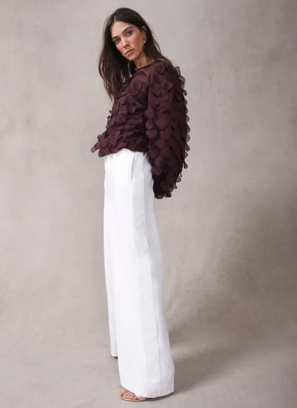 White Satin Stripe Wide Trousers sold by Mint Velvet