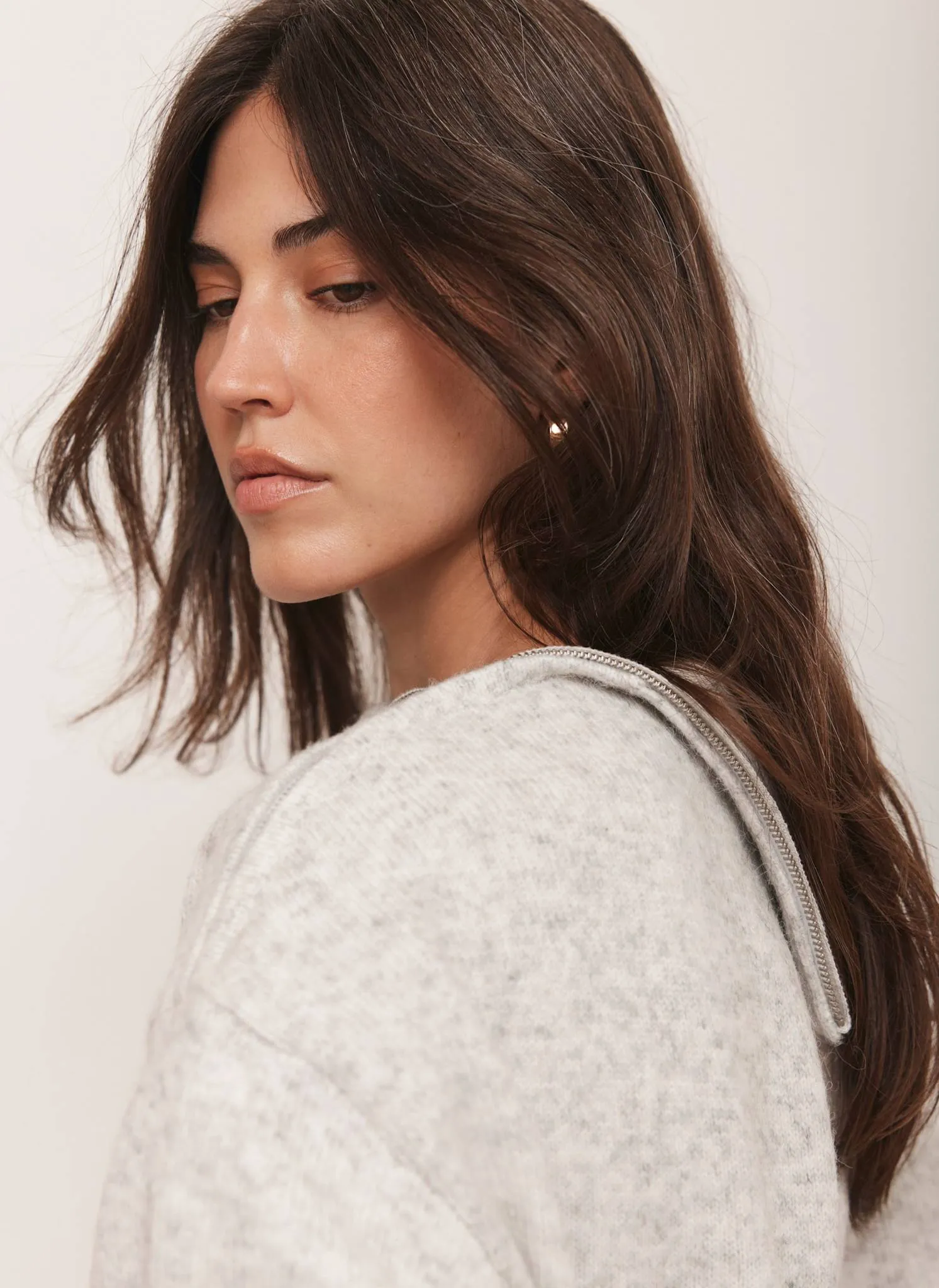 Grey Zip Neck Knit Mini Dress sold by Mint Velvet product image thumbnail 5