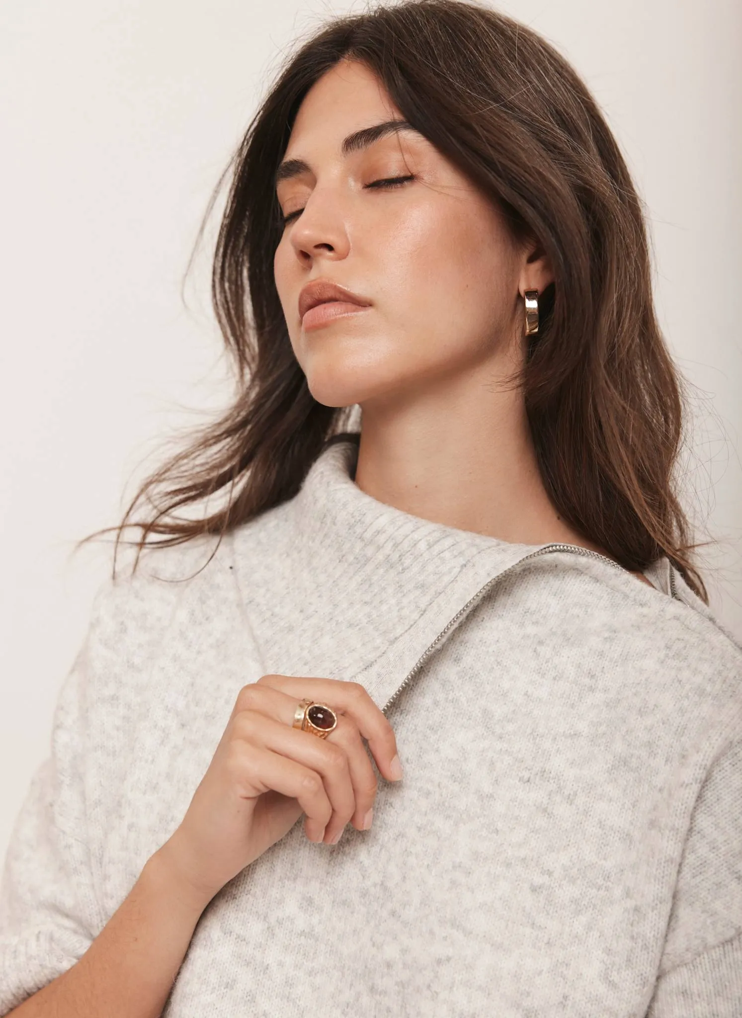 Grey Zip Neck Knit Mini Dress sold by Mint Velvet product image thumbnail 3