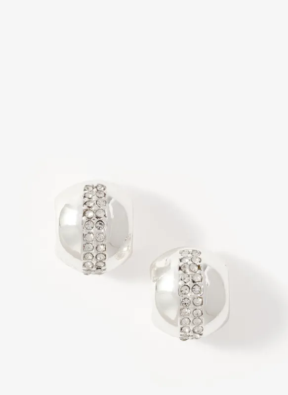 Silver Plated Pave Dome Earrings sold by Mint Velvet