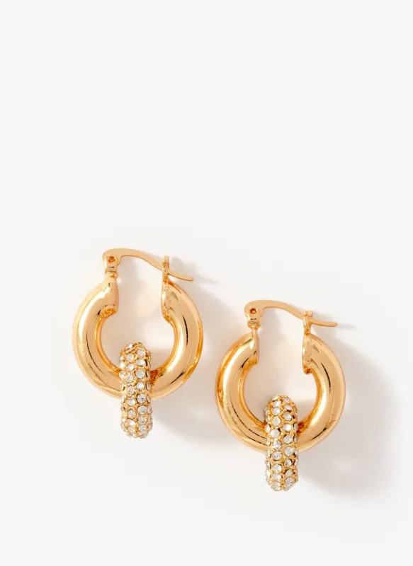 Gold Tone Pave Hoop Earrings sold by Mint Velvet