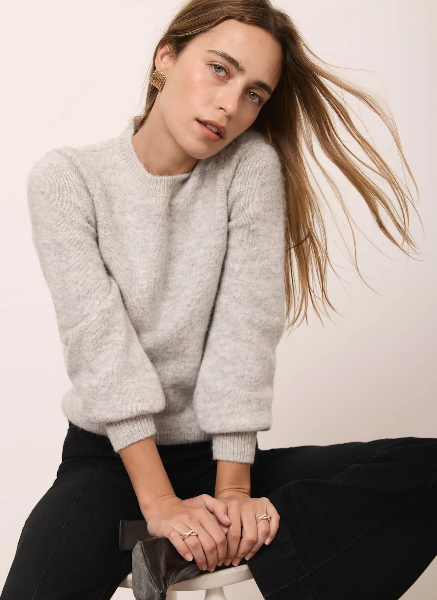 Grey Puff Sleeve Knit Jumper sold by Mint Velvet product image thumbnail 2