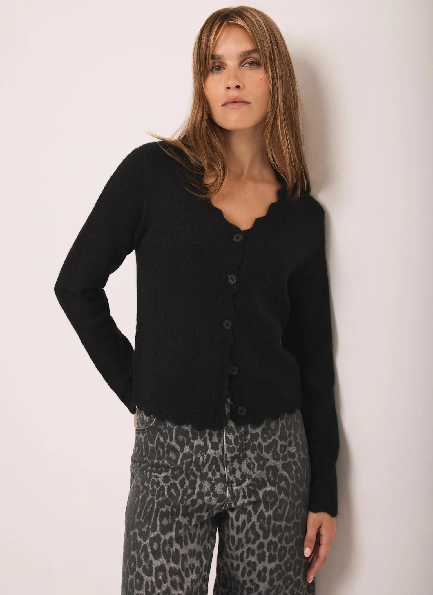 Black Scallop Trim Cardigan sold by Mint Velvet product image thumbnail 2