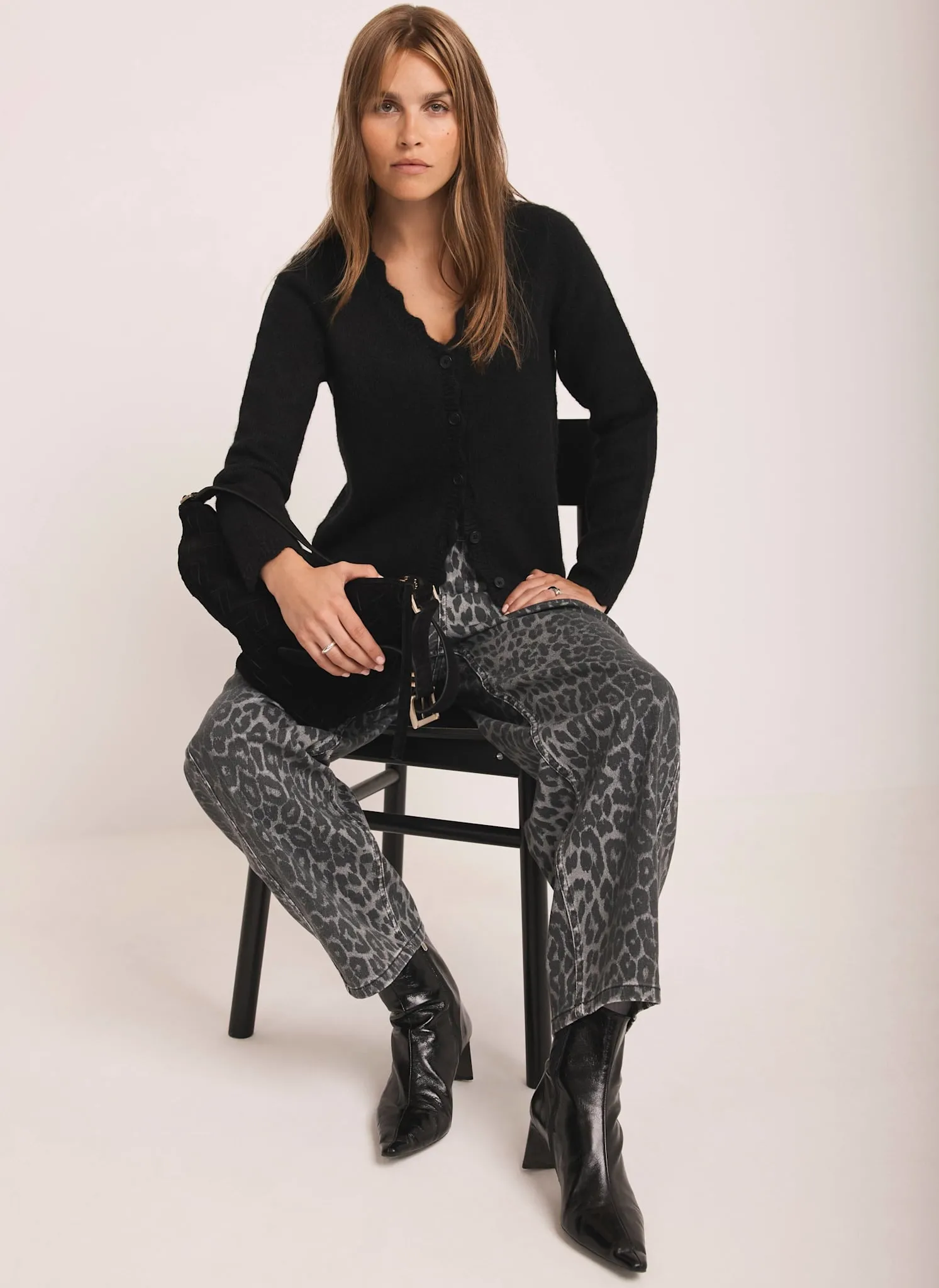 Black Scallop Trim Cardigan sold by Mint Velvet product image thumbnail 4