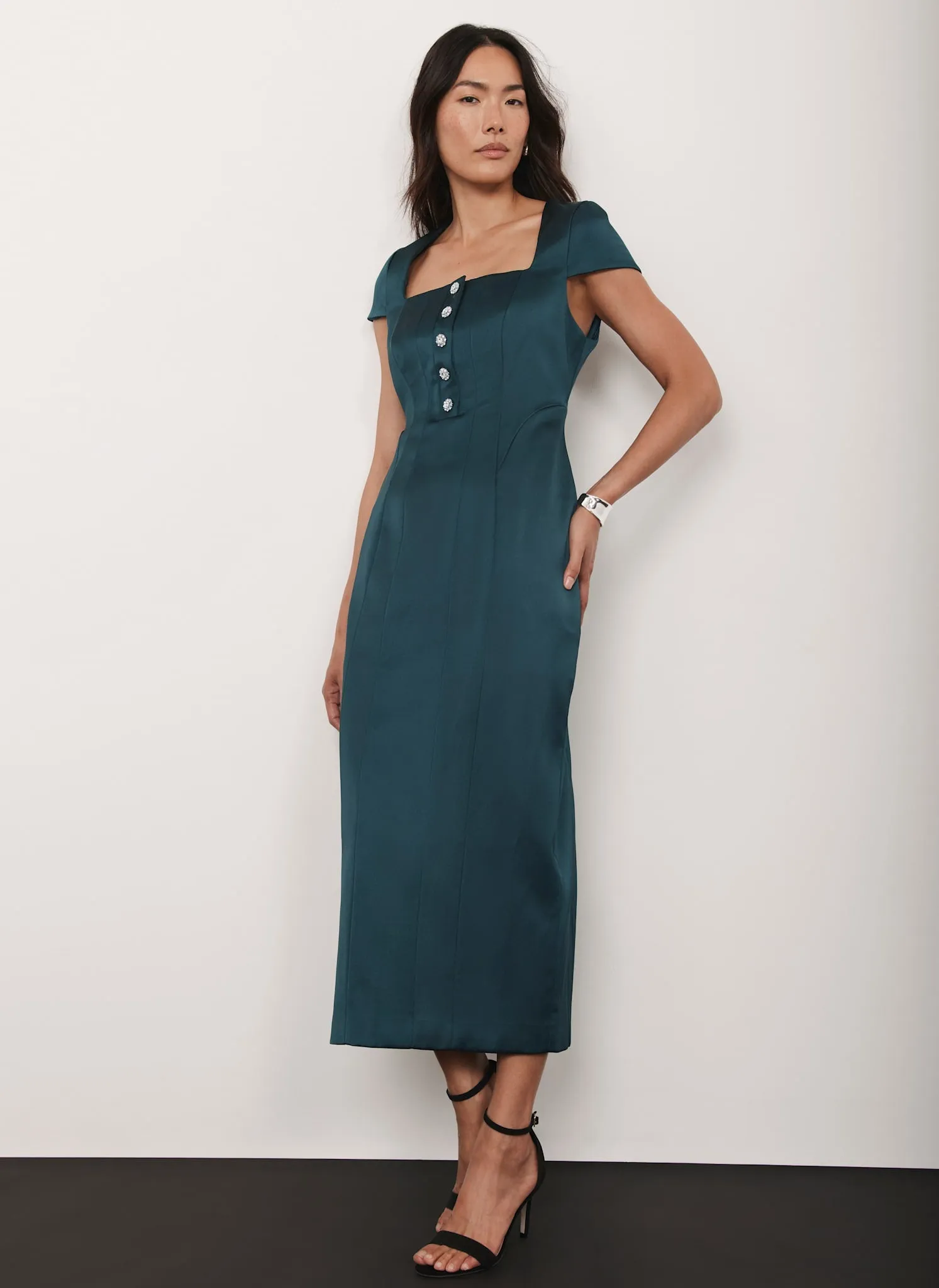 Green Satin Midi Dress sold by Mint Velvet product image thumbnail 2