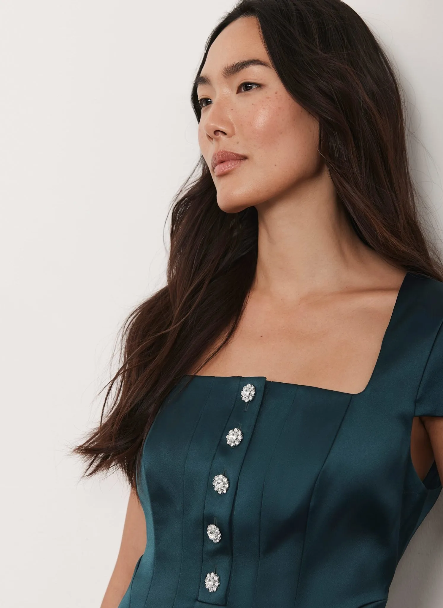 Green Satin Midi Dress sold by Mint Velvet product image thumbnail 4