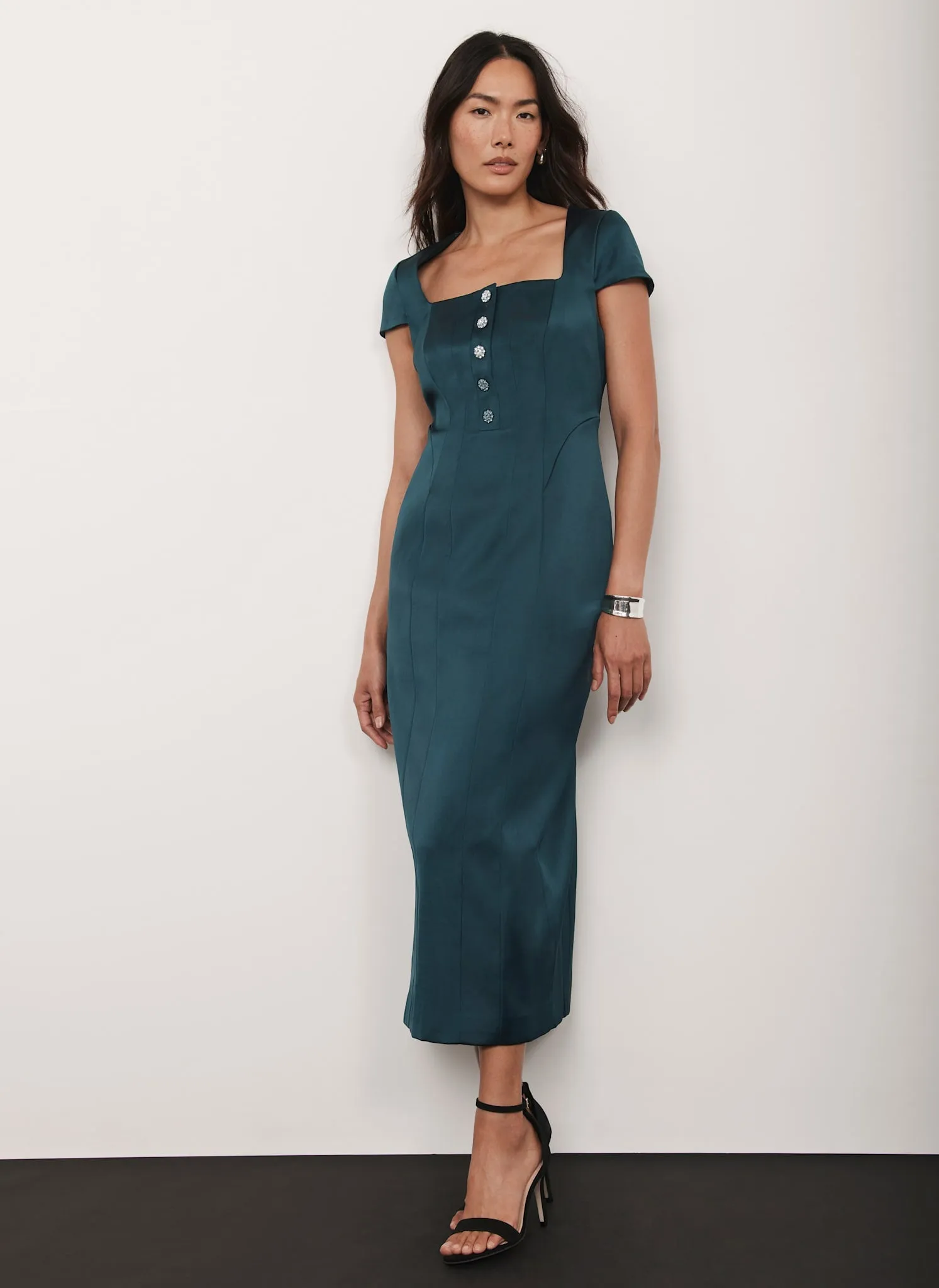 Green Satin Midi Dress sold by Mint Velvet product image thumbnail 5