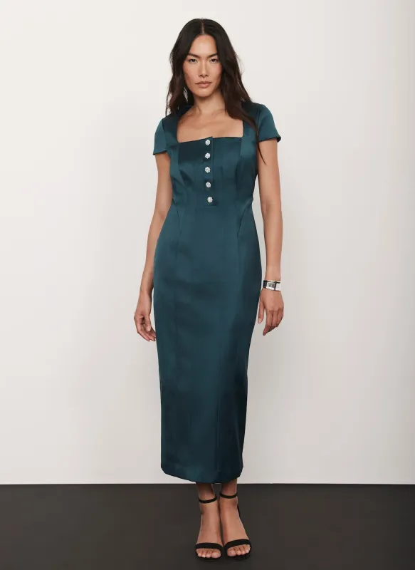 Green Satin Midi Dress sold by Mint Velvet