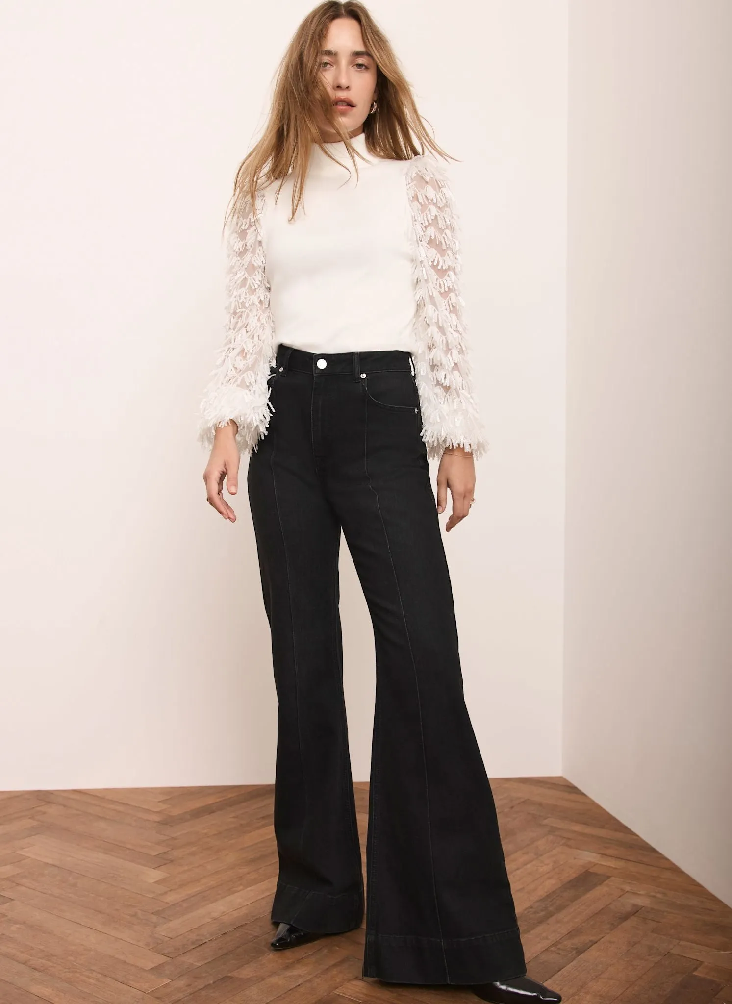 White Embellished Sleeve Jumper sold by Mint Velvet product image thumbnail 3