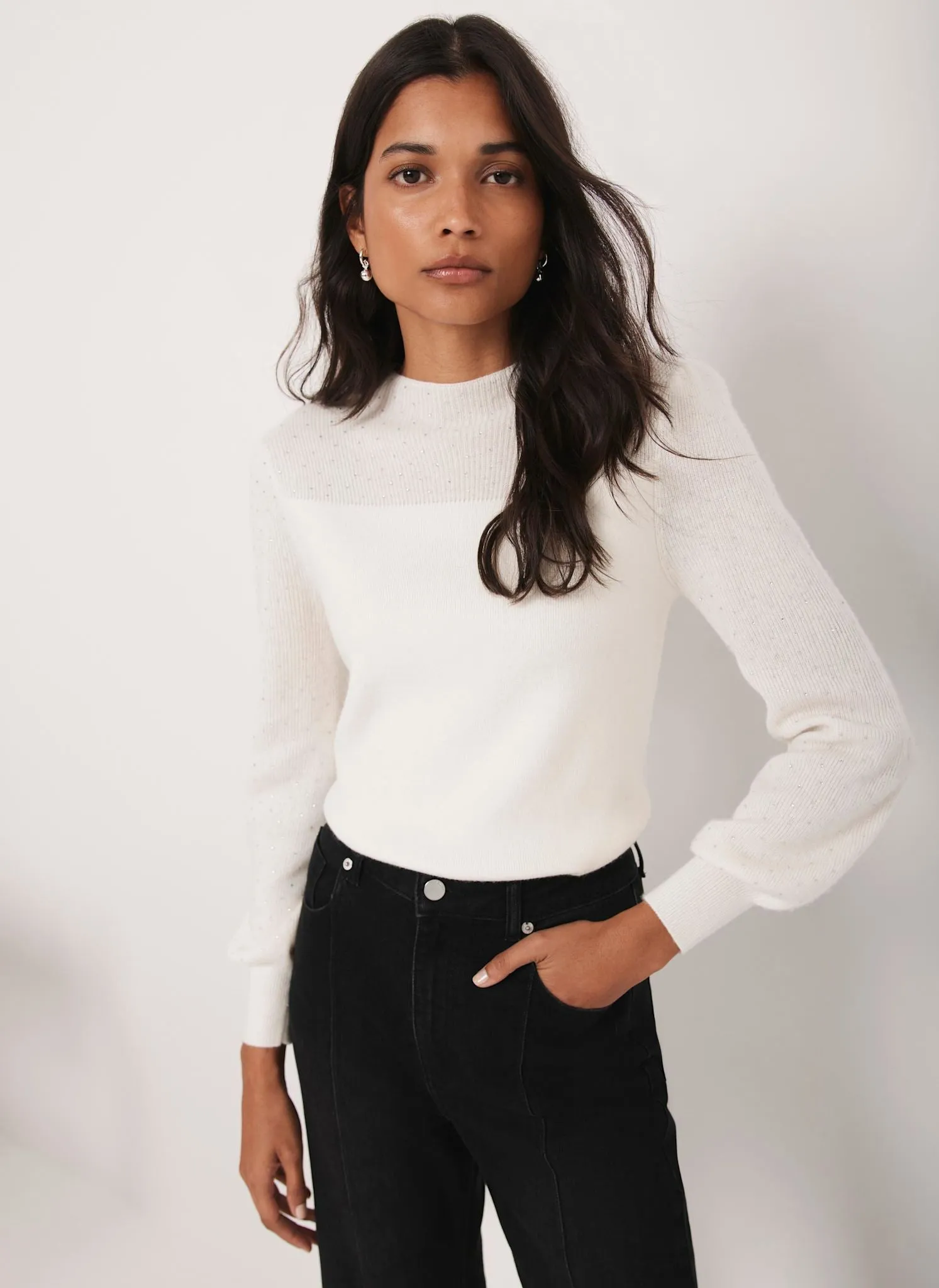 Cream Embellished Wool Blend Knit sold by Mint Velvet product image thumbnail 3