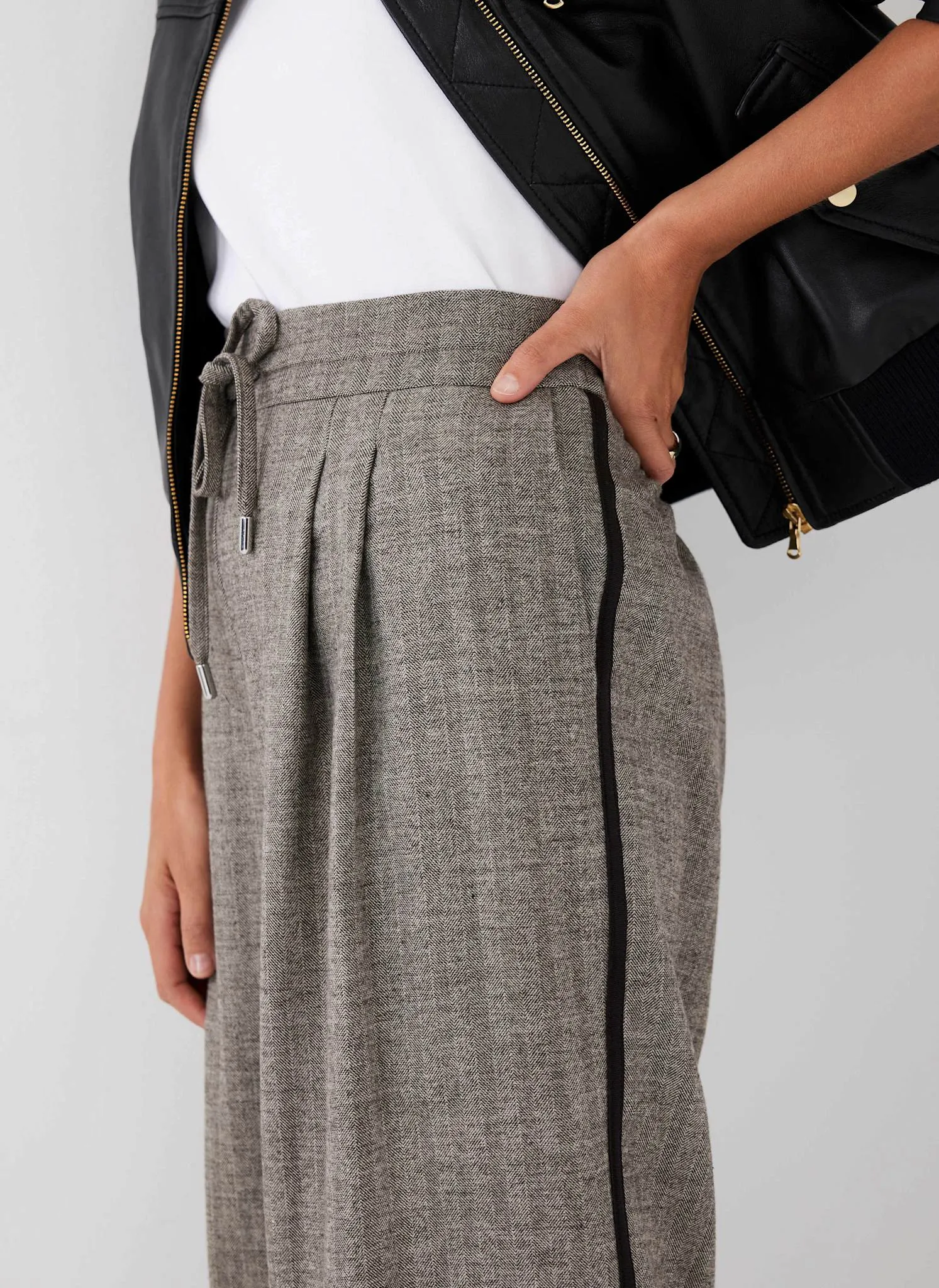 Neutral Textured Wide Trousers sold by Mint Velvet product image thumbnail 4