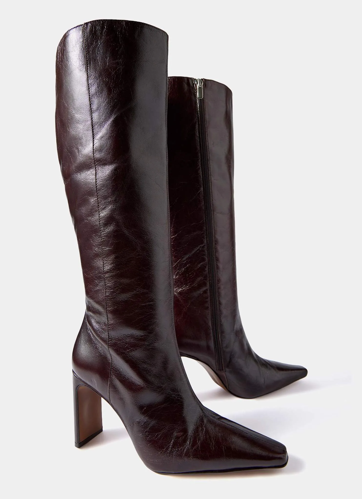 Bridie Burgundy Leather Knee High Boots sold by Mint Velvet product image thumbnail 5