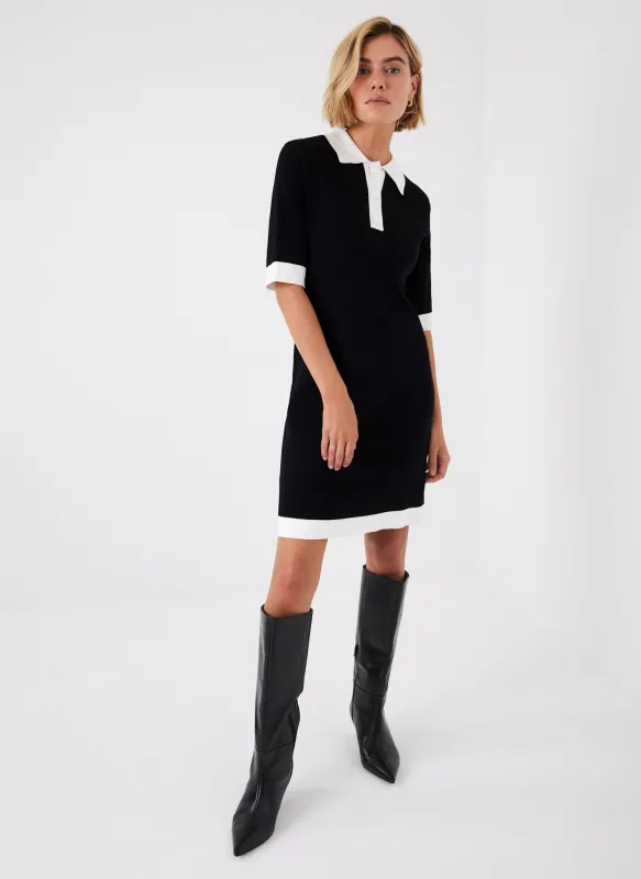 Black Contrast Knit Mini Dress sold by Mint Velvet