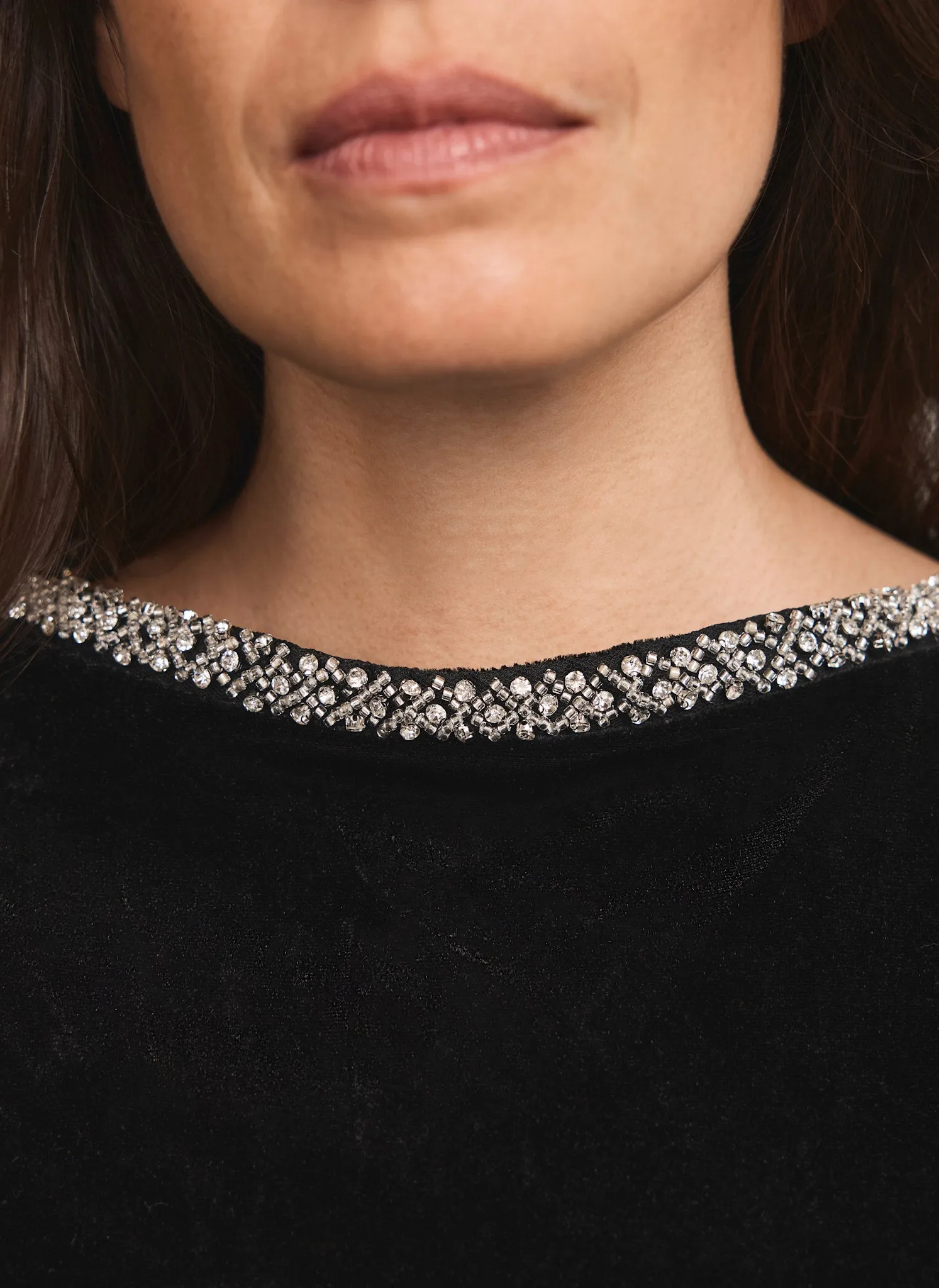 Black Velvet Embellished Trim Top sold by Mint Velvet product image thumbnail 3