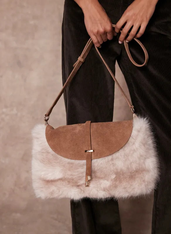 Chrissy Neutral Faux Fur Bag sold by Mint Velvet