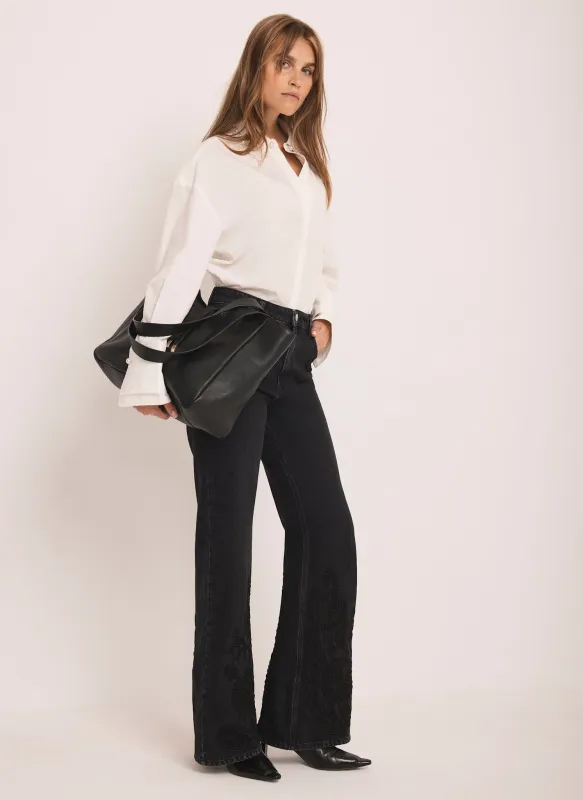 Black Embroidered Wide Jeans sold by Mint Velvet