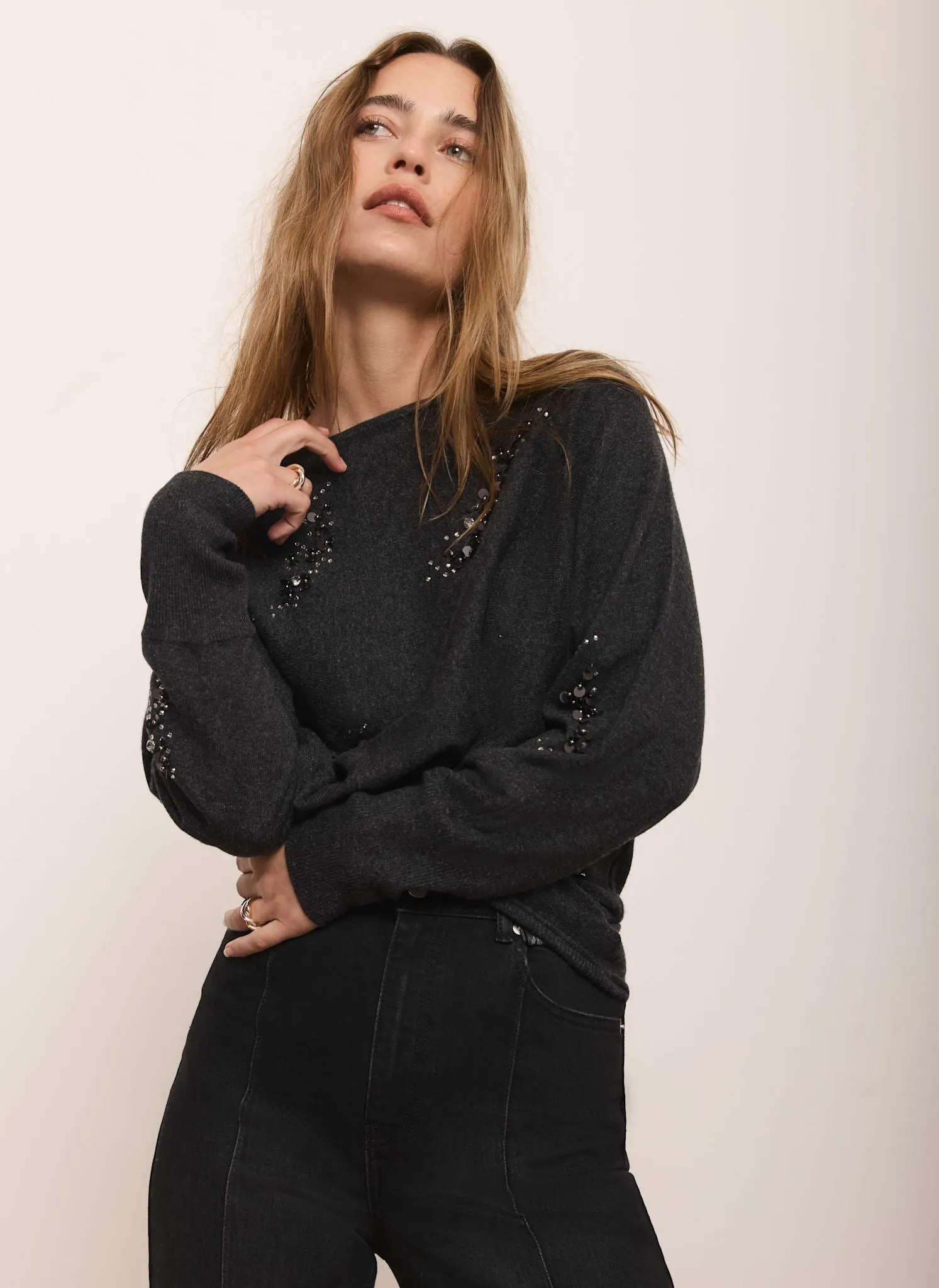 Grey Sequin Batwing Jumper sold by Mint Velvet product image thumbnail 5