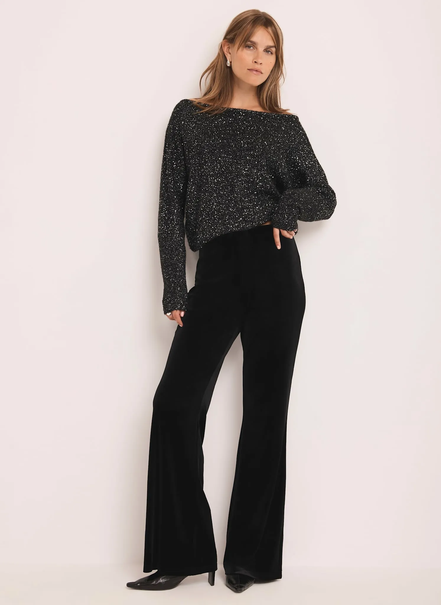 Black Velvet Wide Trousers sold by Mint Velvet