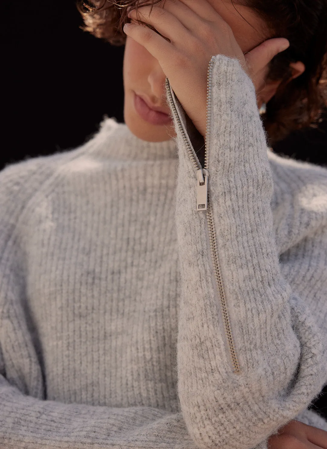 Grey Zip Detail Batwing Jumper sold by Mint Velvet product image thumbnail 3