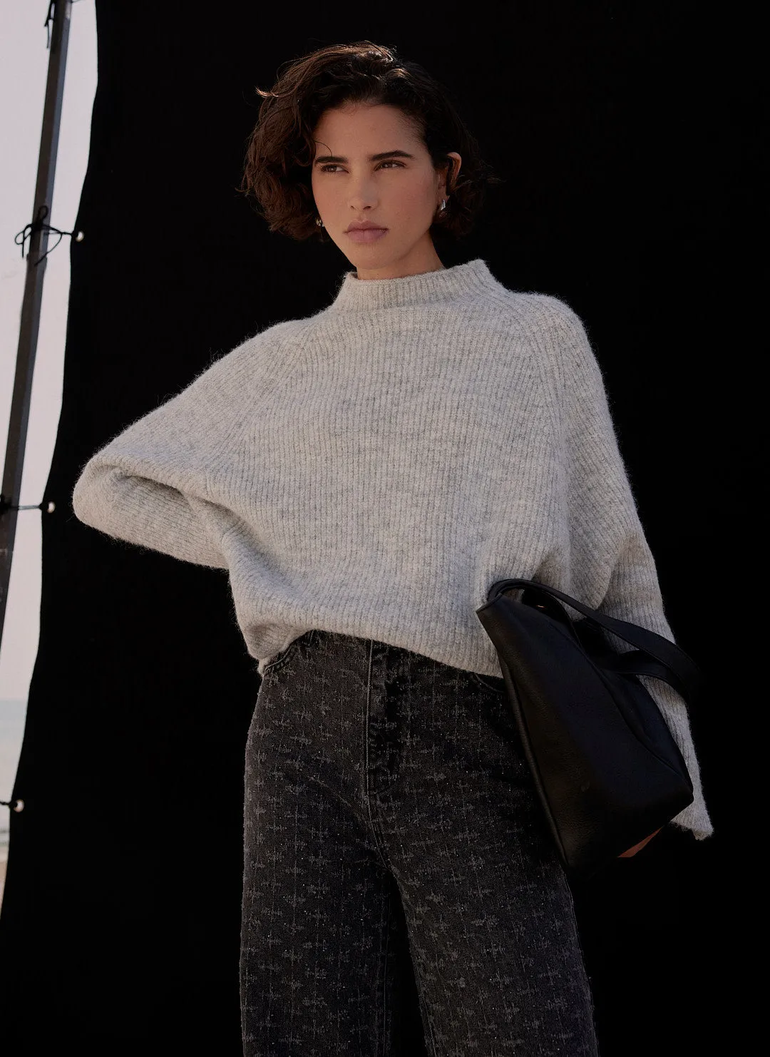 Grey Zip Detail Batwing Jumper sold by Mint Velvet product image thumbnail 2