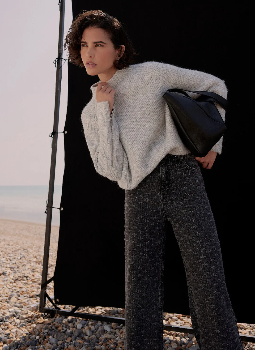 Grey Zip Detail Batwing Jumper sold by Mint Velvet product image thumbnail 5