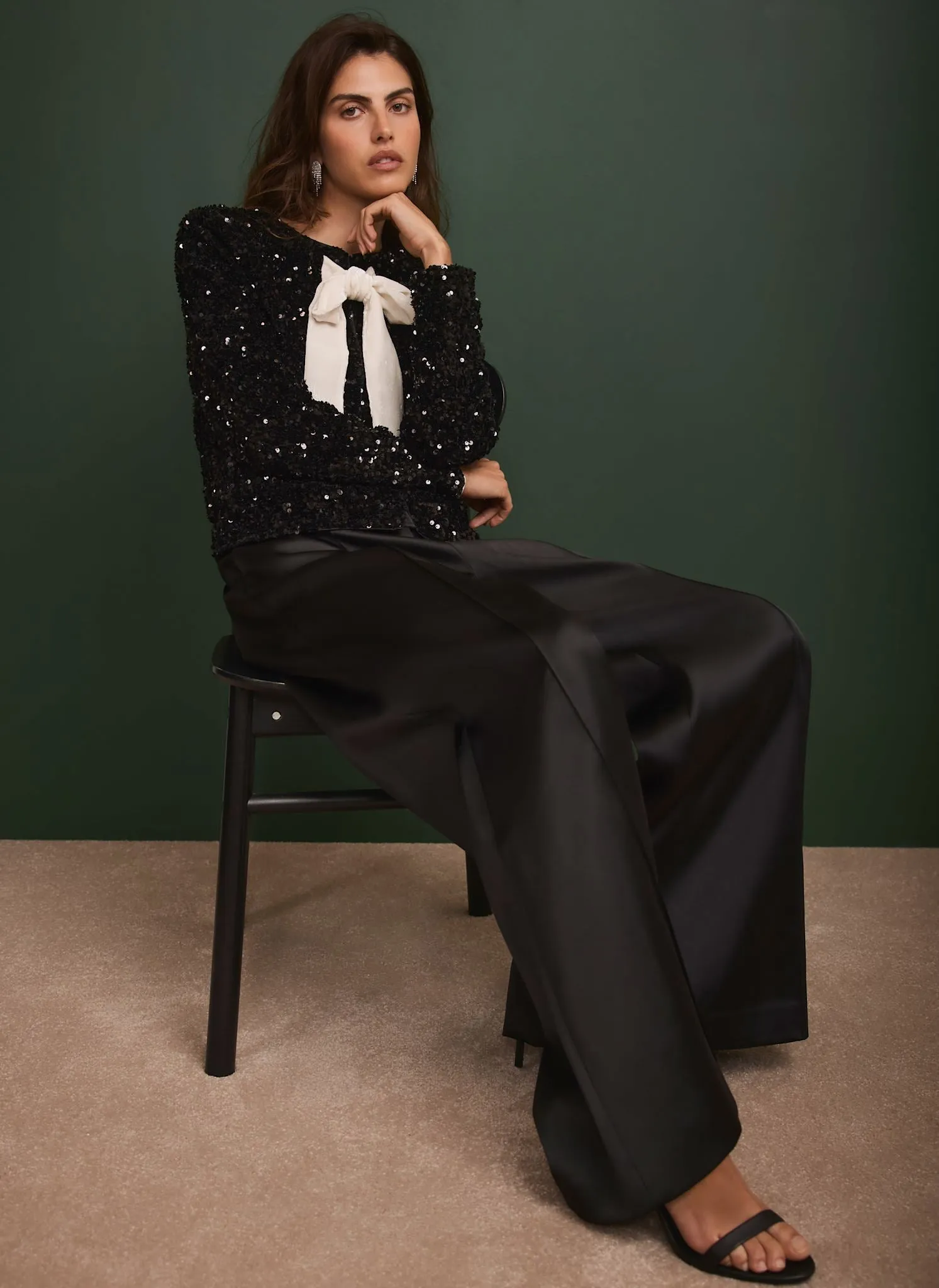 Black Satin Wide Trousers sold by Mint Velvet product image thumbnail 4