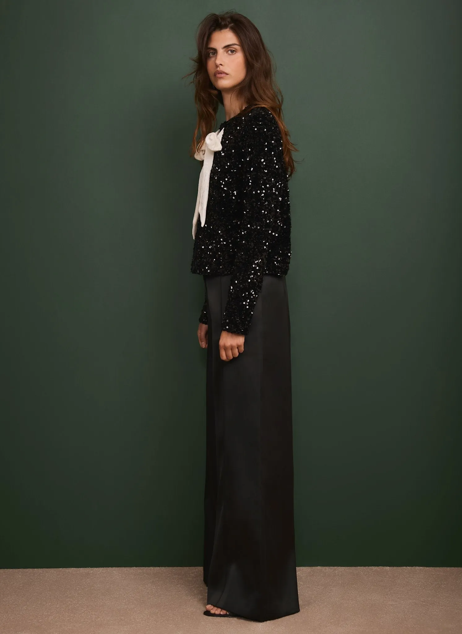Black Satin Wide Trousers sold by Mint Velvet product image thumbnail 2