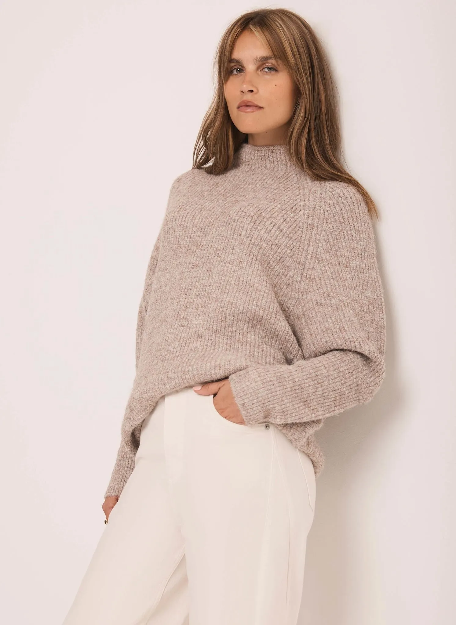 Neutral Zip Detail Batwing Jumper sold by Mint Velvet product image thumbnail 3