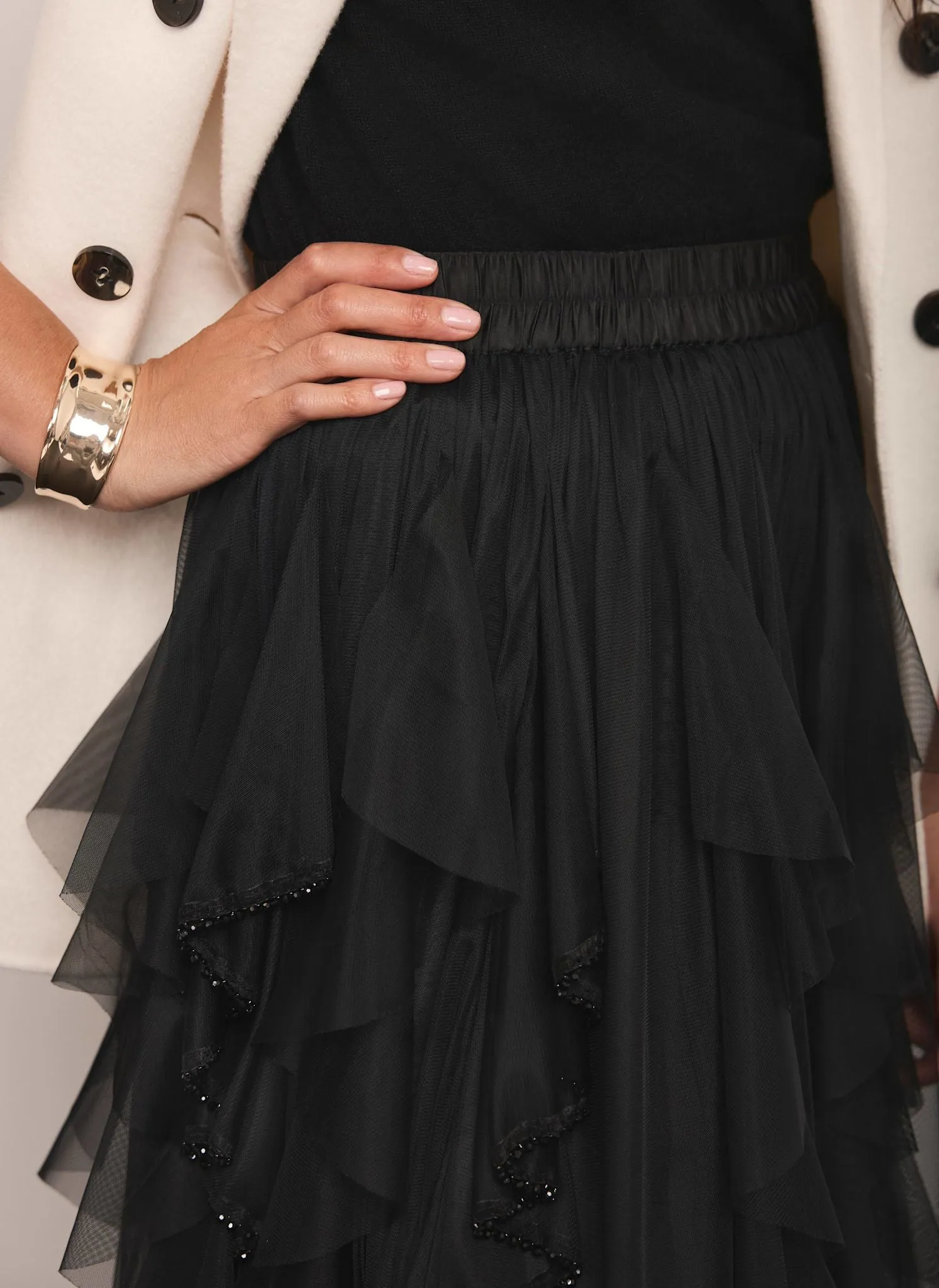 Black Tulle Beaded Maxi Skirt sold by Mint Velvet product image thumbnail 5