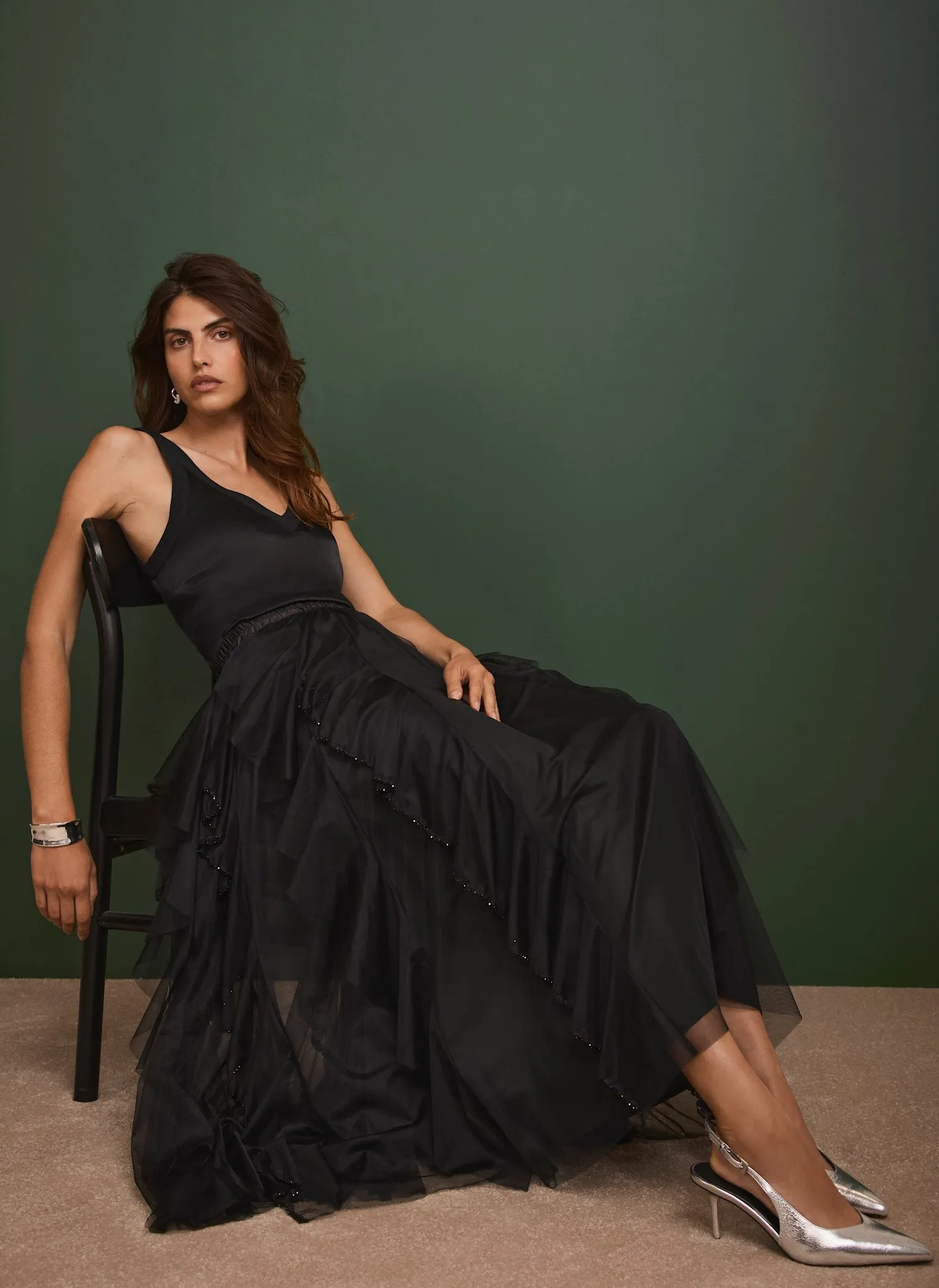 Black Tulle Beaded Maxi Skirt sold by Mint Velvet product image thumbnail 2