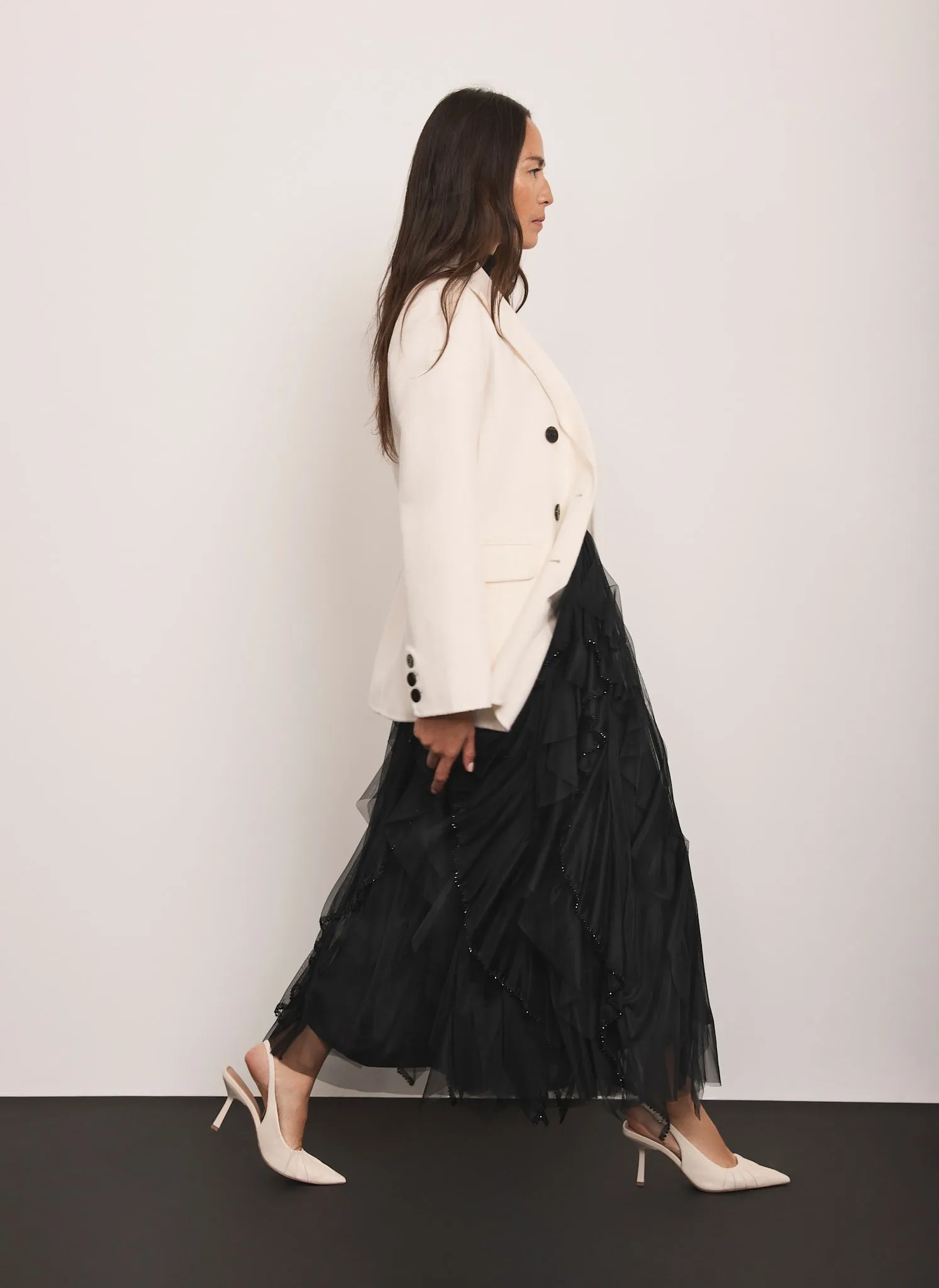 Black Tulle Beaded Maxi Skirt sold by Mint Velvet product image thumbnail 4