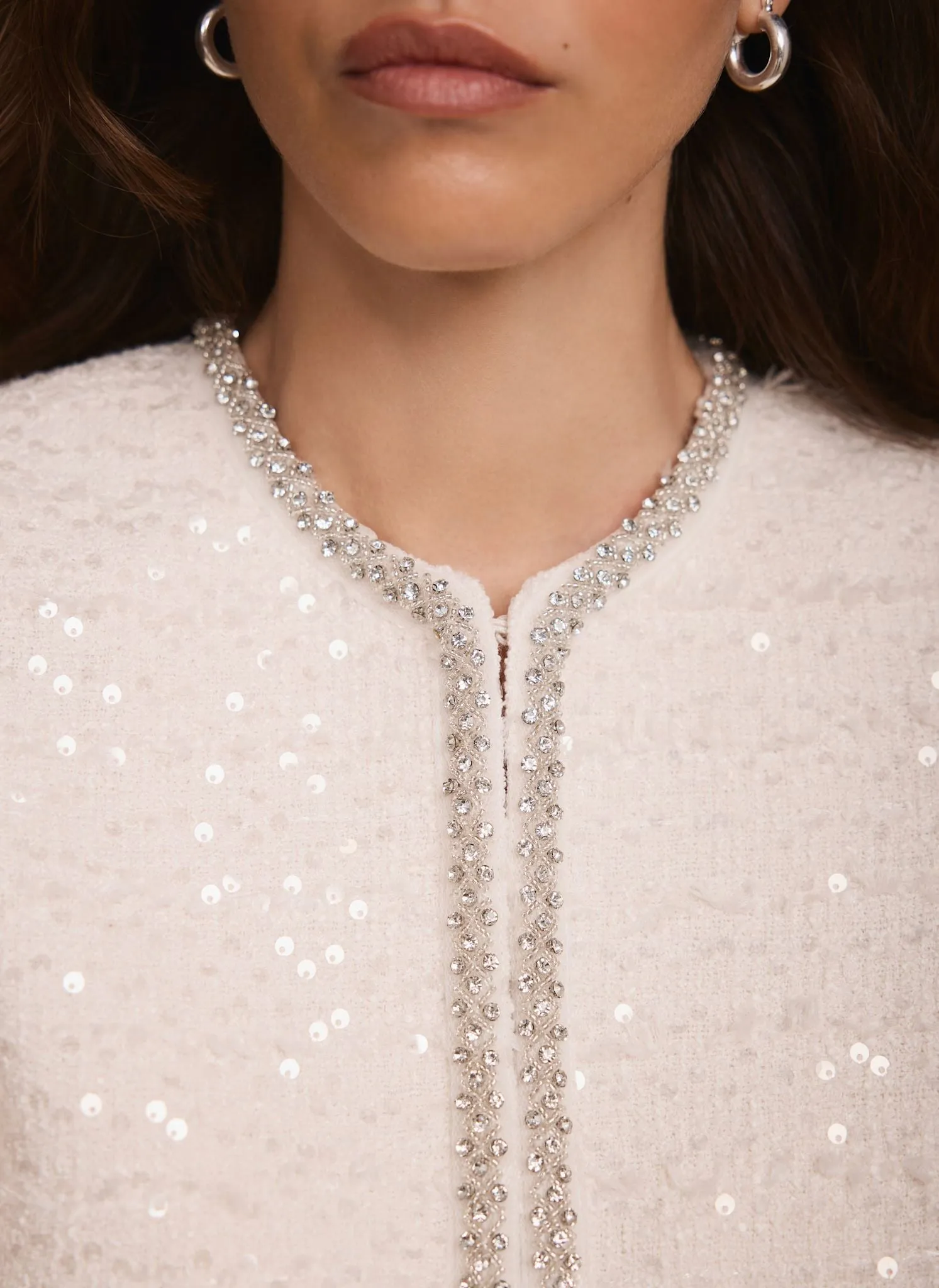 Cream Boucle Sequin Jacket sold by Mint Velvet product image thumbnail 5