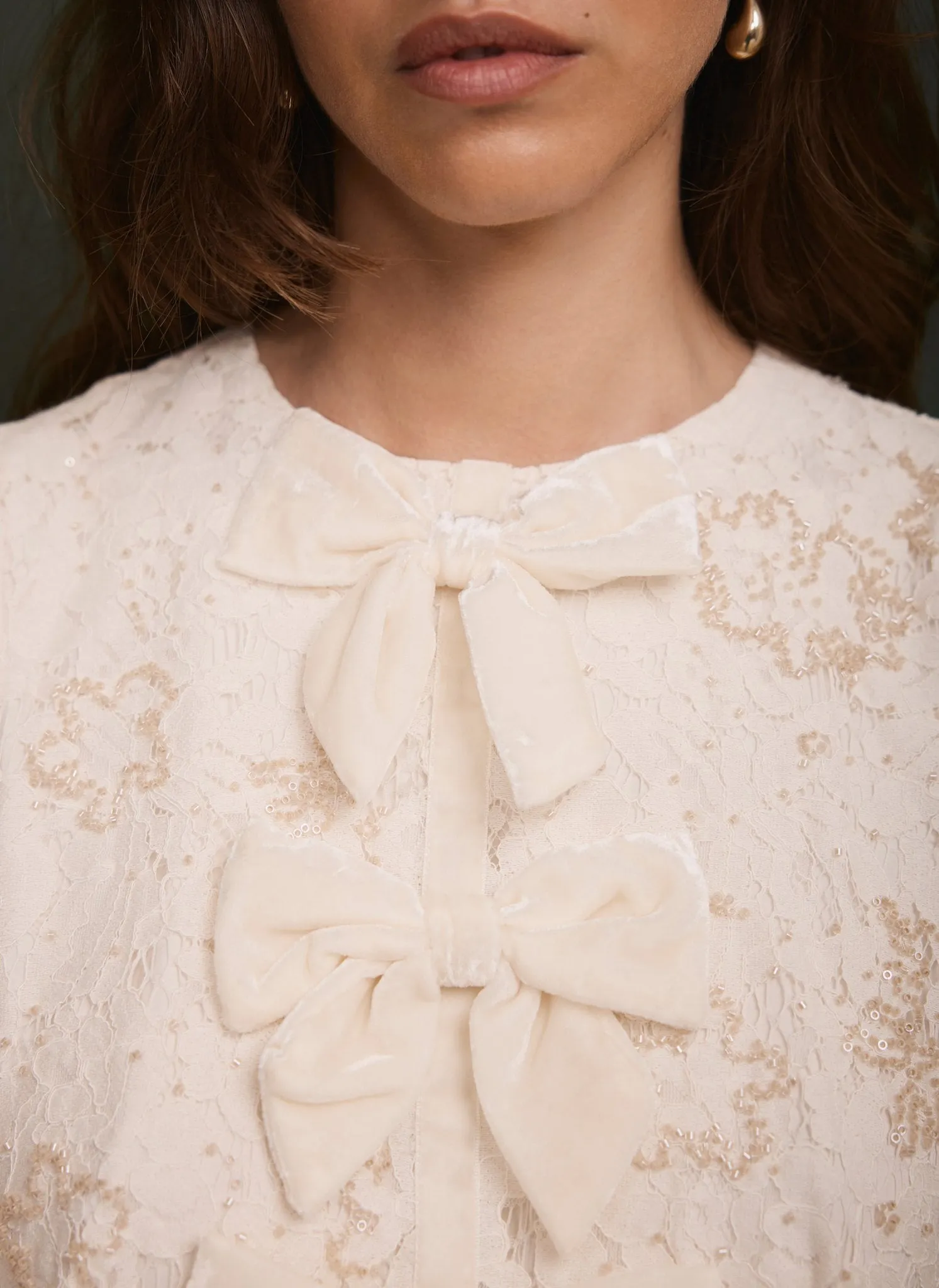 Cream Embellished Lace Midi Dress sold by Mint Velvet product image thumbnail 4