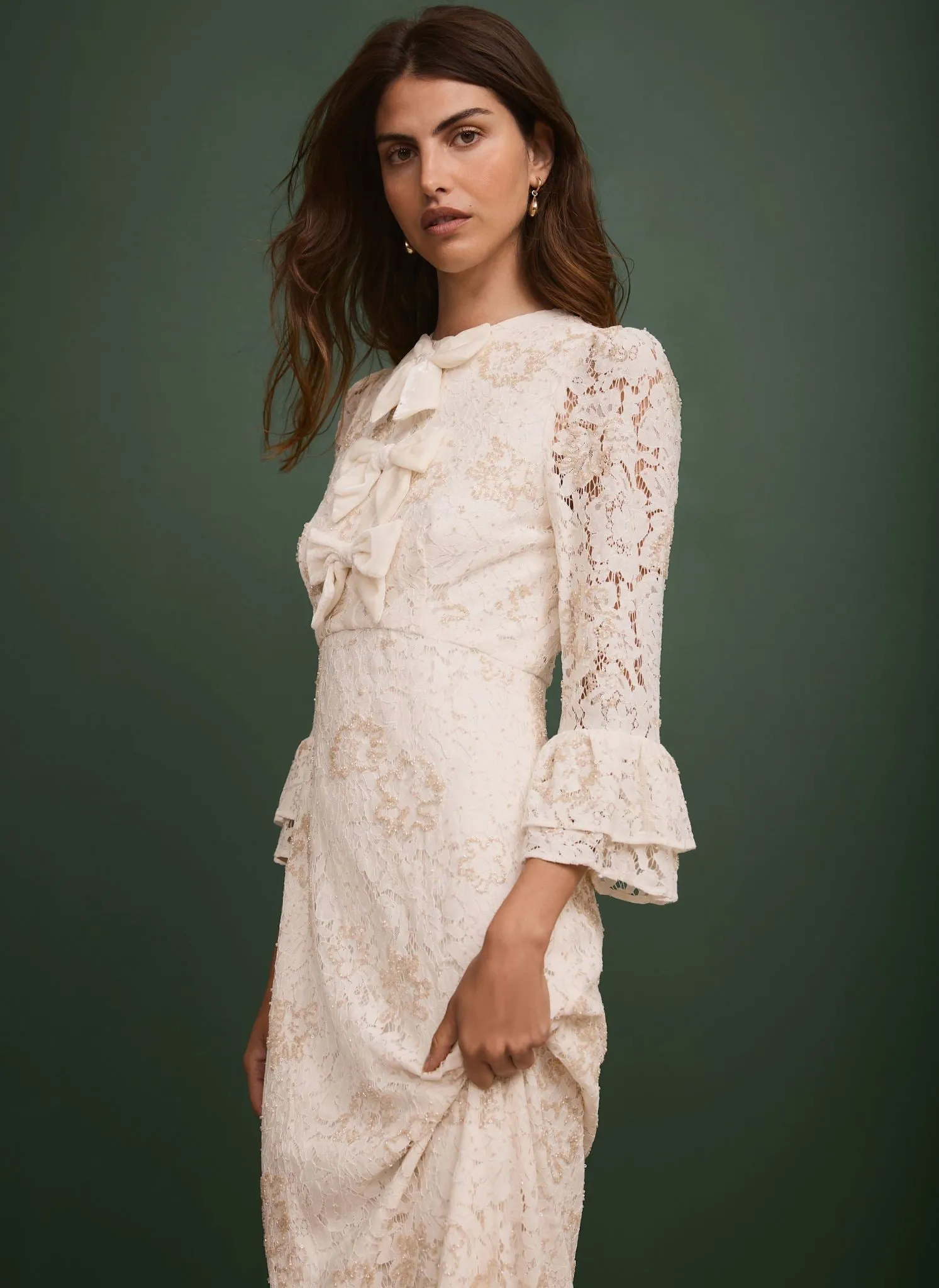 Cream Embellished Lace Midi Dress sold by Mint Velvet product image thumbnail 3