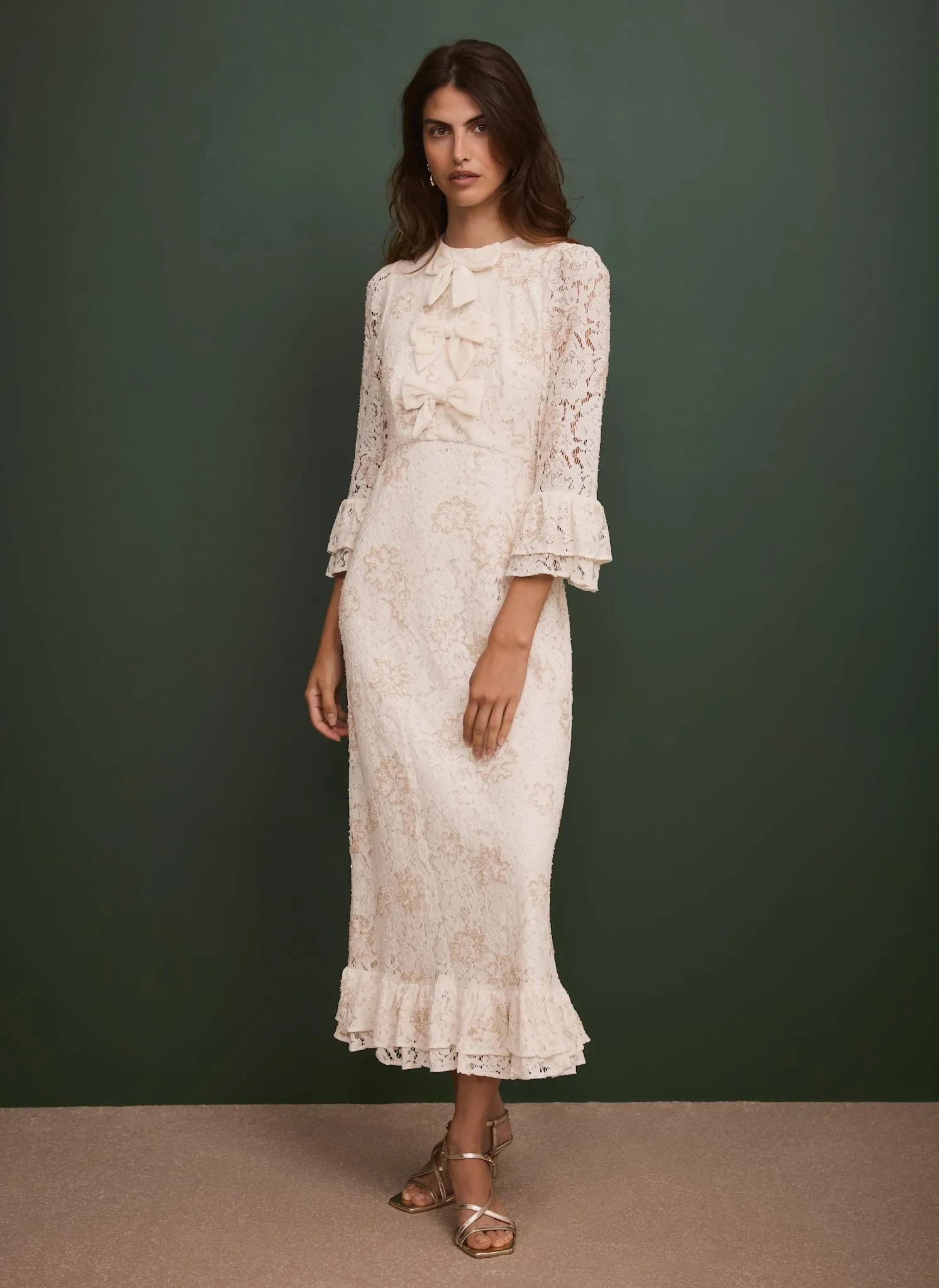 Cream Embellished Lace Midi Dress sold by Mint Velvet product image thumbnail 2