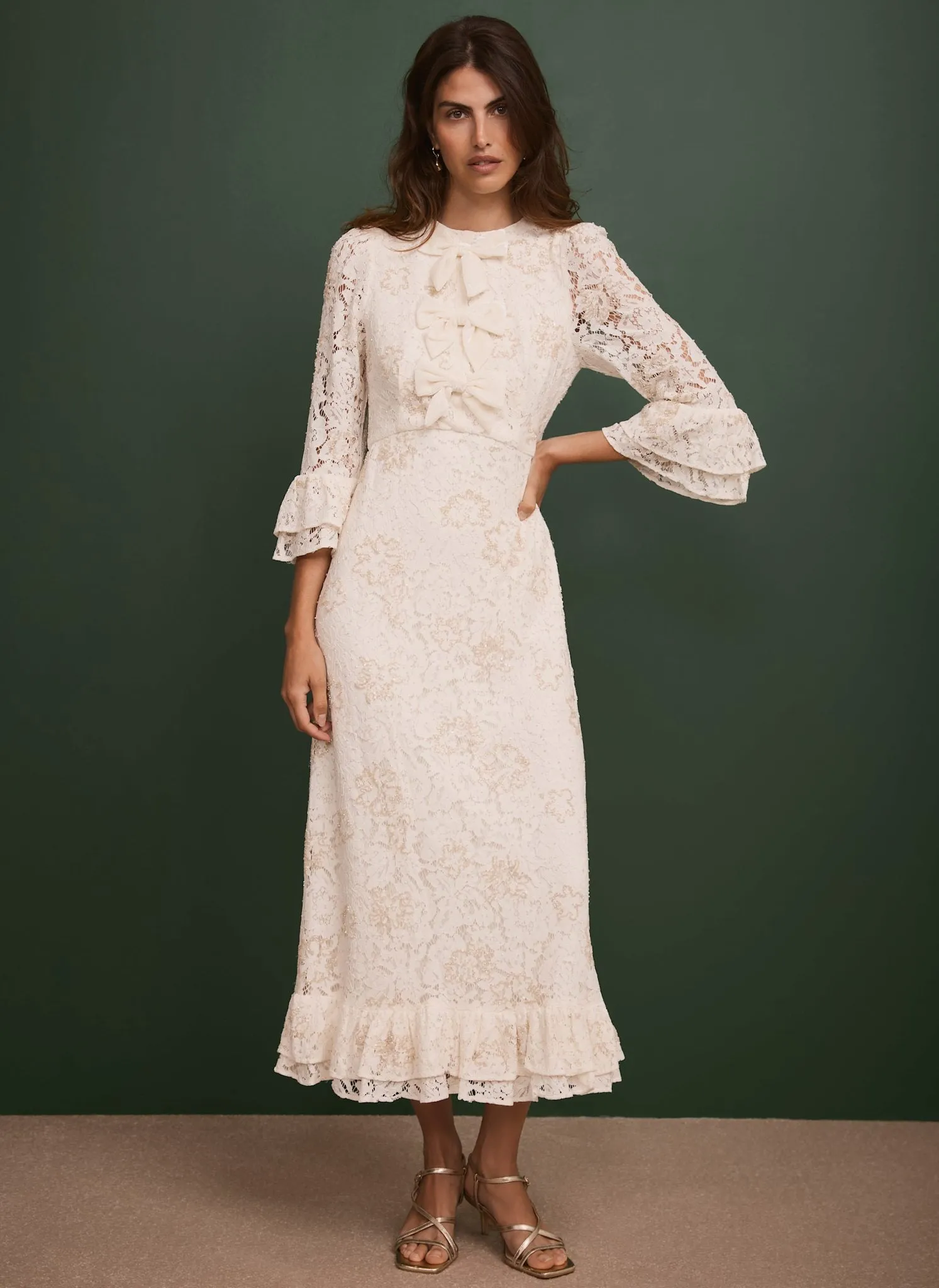 Cream Embellished Lace Midi Dress sold by Mint Velvet product image thumbnail 5