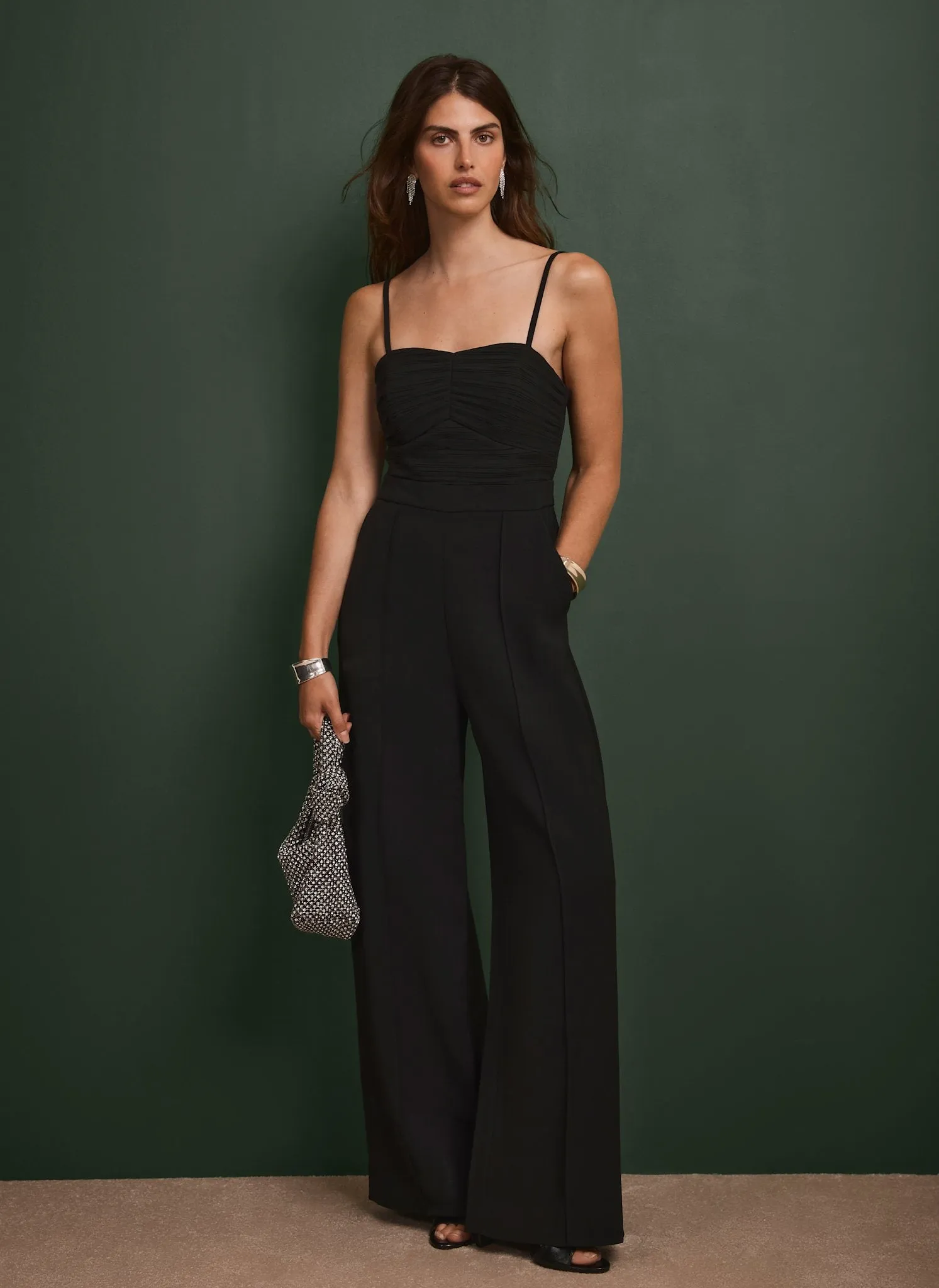 Black Pleated Bandeau Jumpsuit sold by Mint Velvet