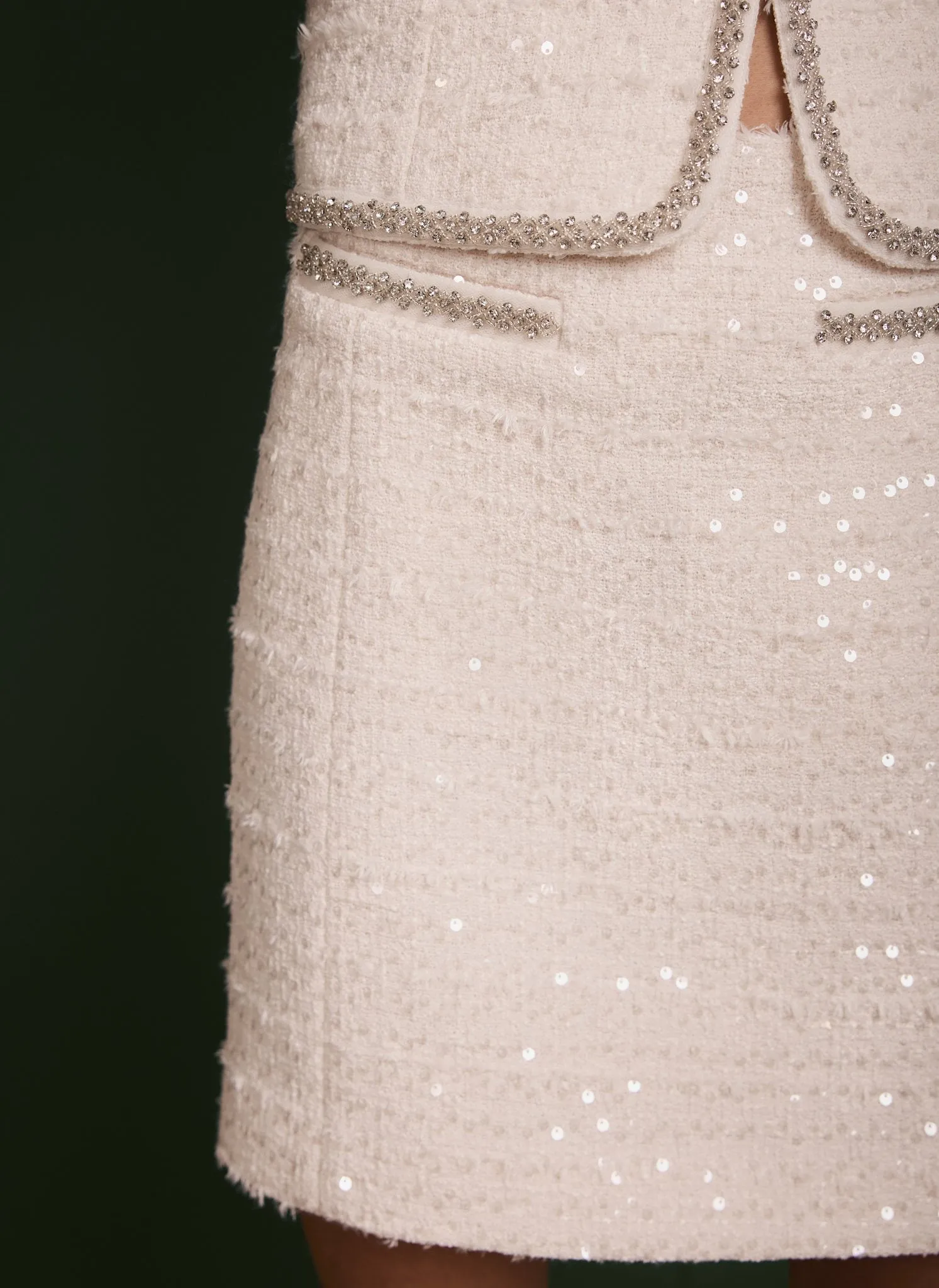 Cream Boucle Sequin Mini Skirt sold by Mint Velvet product image thumbnail 3