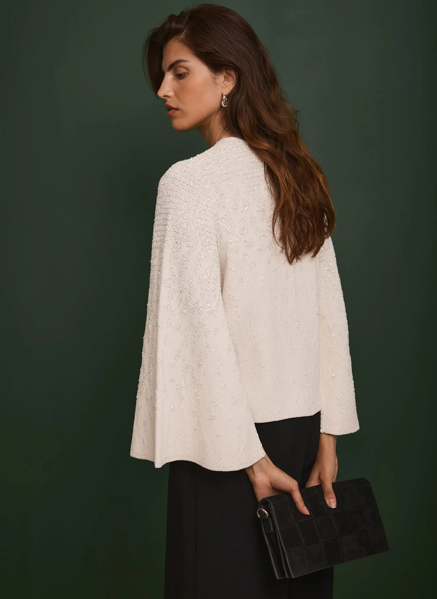 Cream Sequin Embellished Cape Cardigan sold by Mint Velvet product image thumbnail 3
