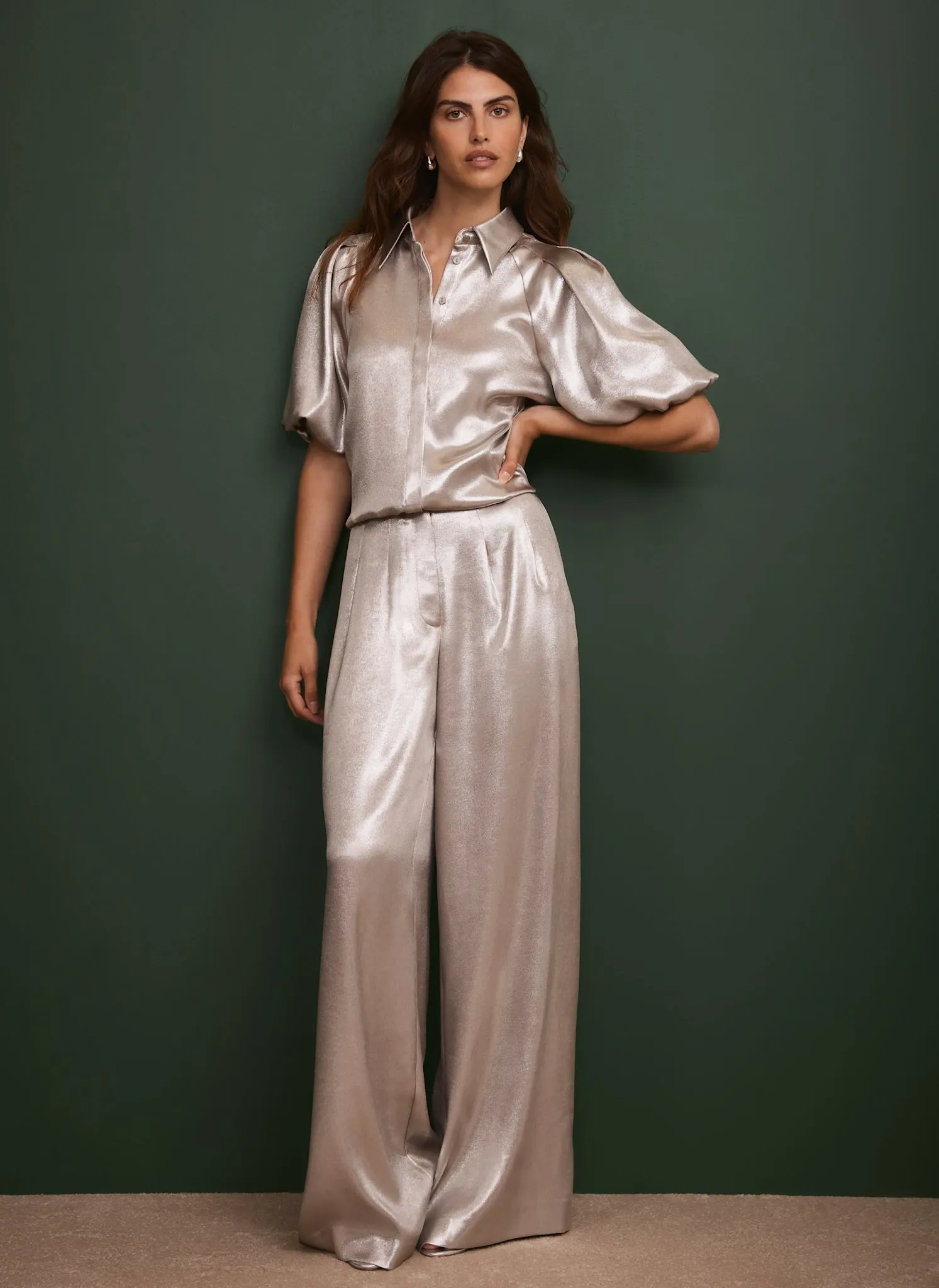 Metallic Wide Leg Trousers sold by Mint Velvet