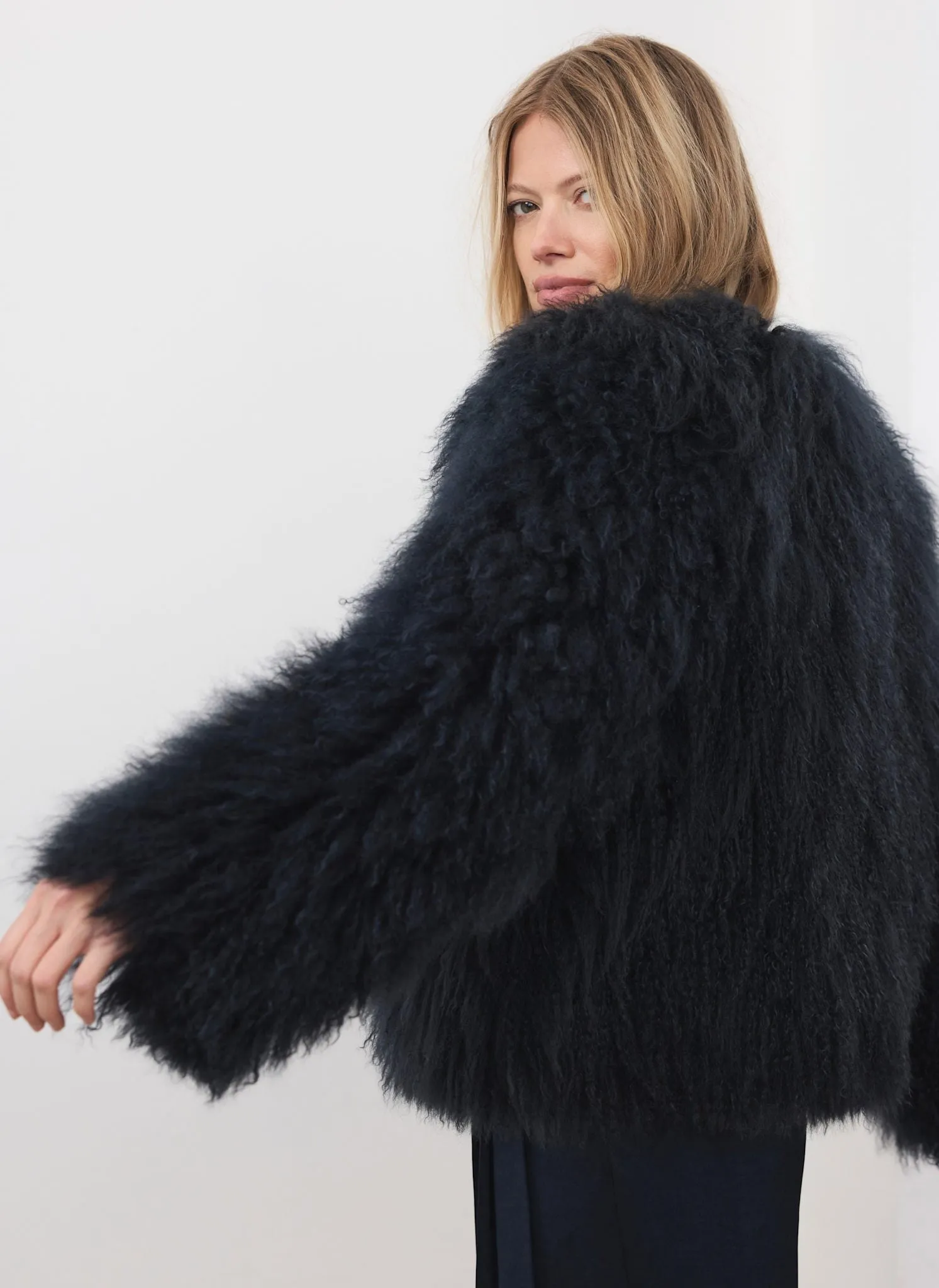 Navy Mongolian Fur Jacket sold by Mint Velvet product image thumbnail 2