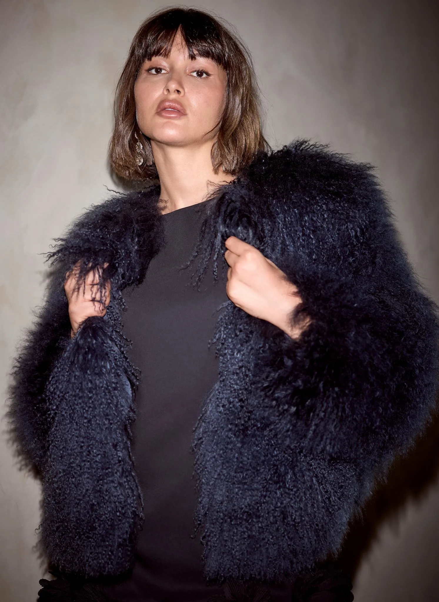 Navy Mongolian Fur Jacket sold by Mint Velvet product image thumbnail 5